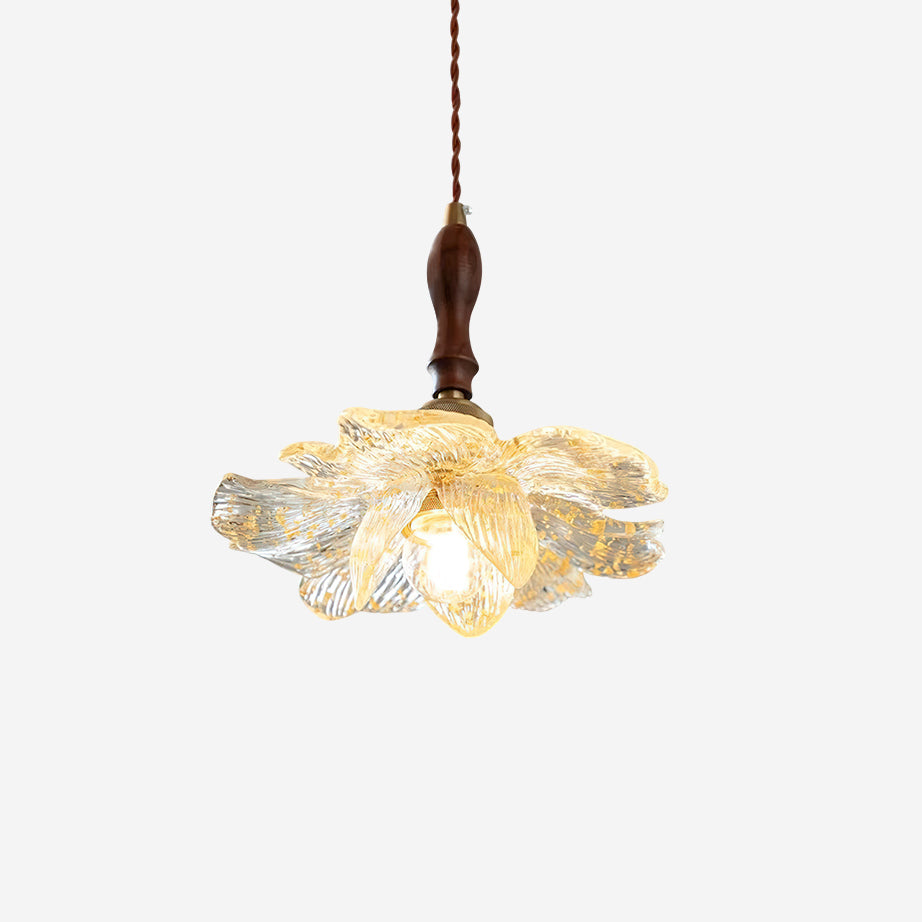 Dalie Lotus Pendant Lamp Resin Lotus Petals Gold Accents - Letslighting