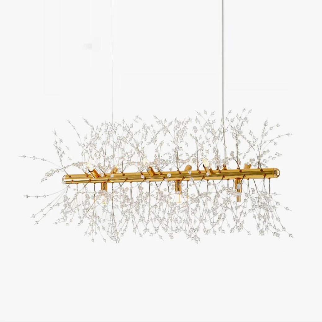 Lustra Chandelier Brass Linear Crystal Branch - Letslighting