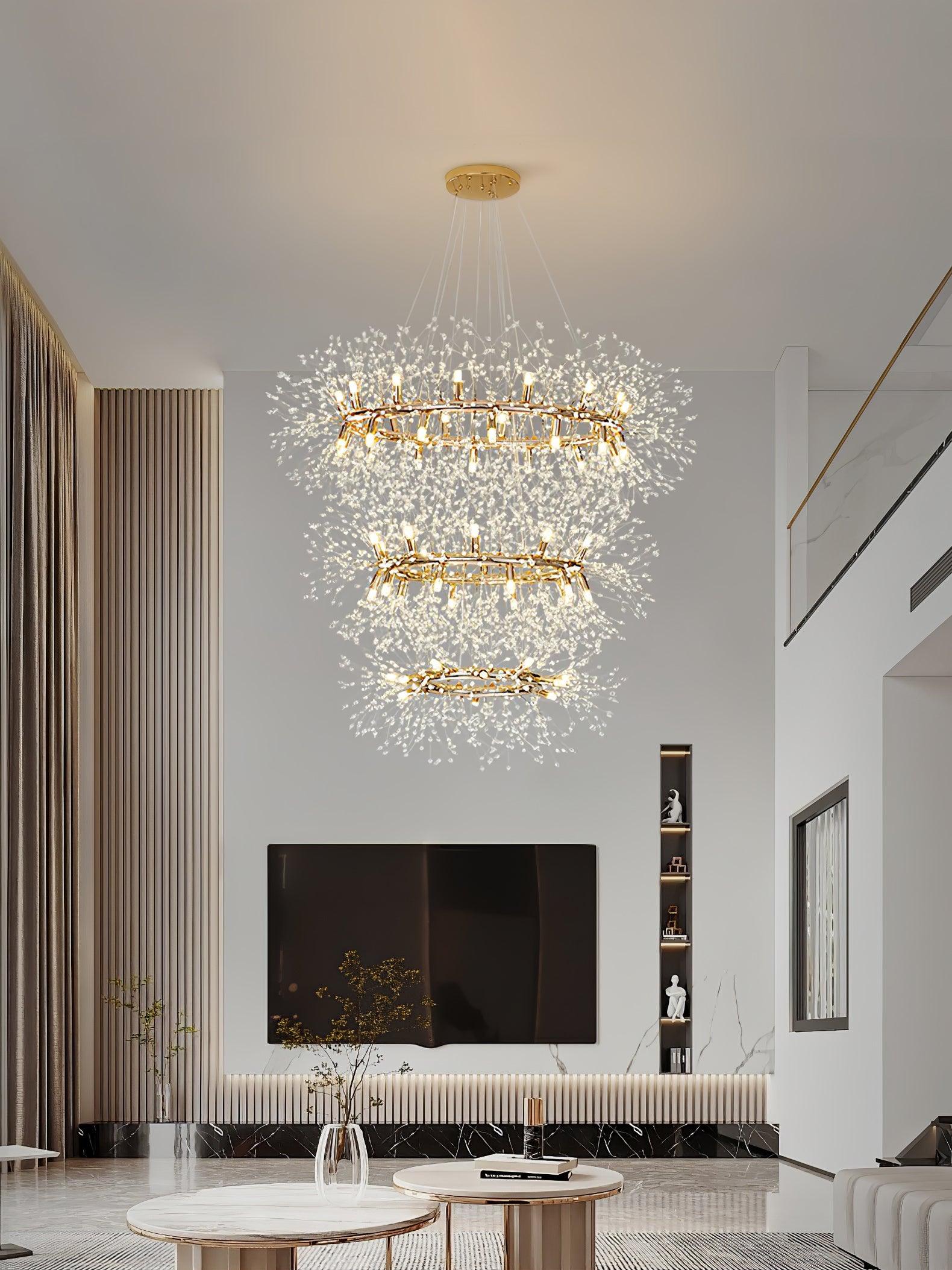 Lustra Chandelier Dandelion Round Stainless Steel - Letslighting