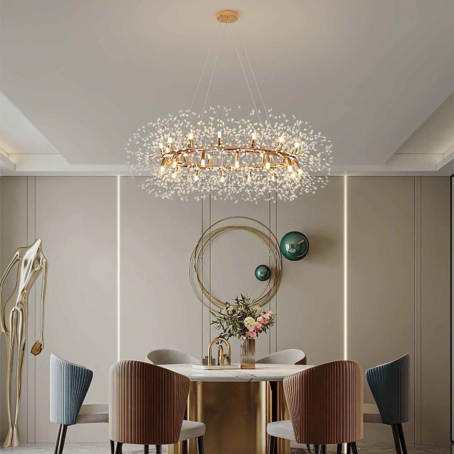 Lustra Chandelier Dandelion Round Stainless Steel - Letslighting