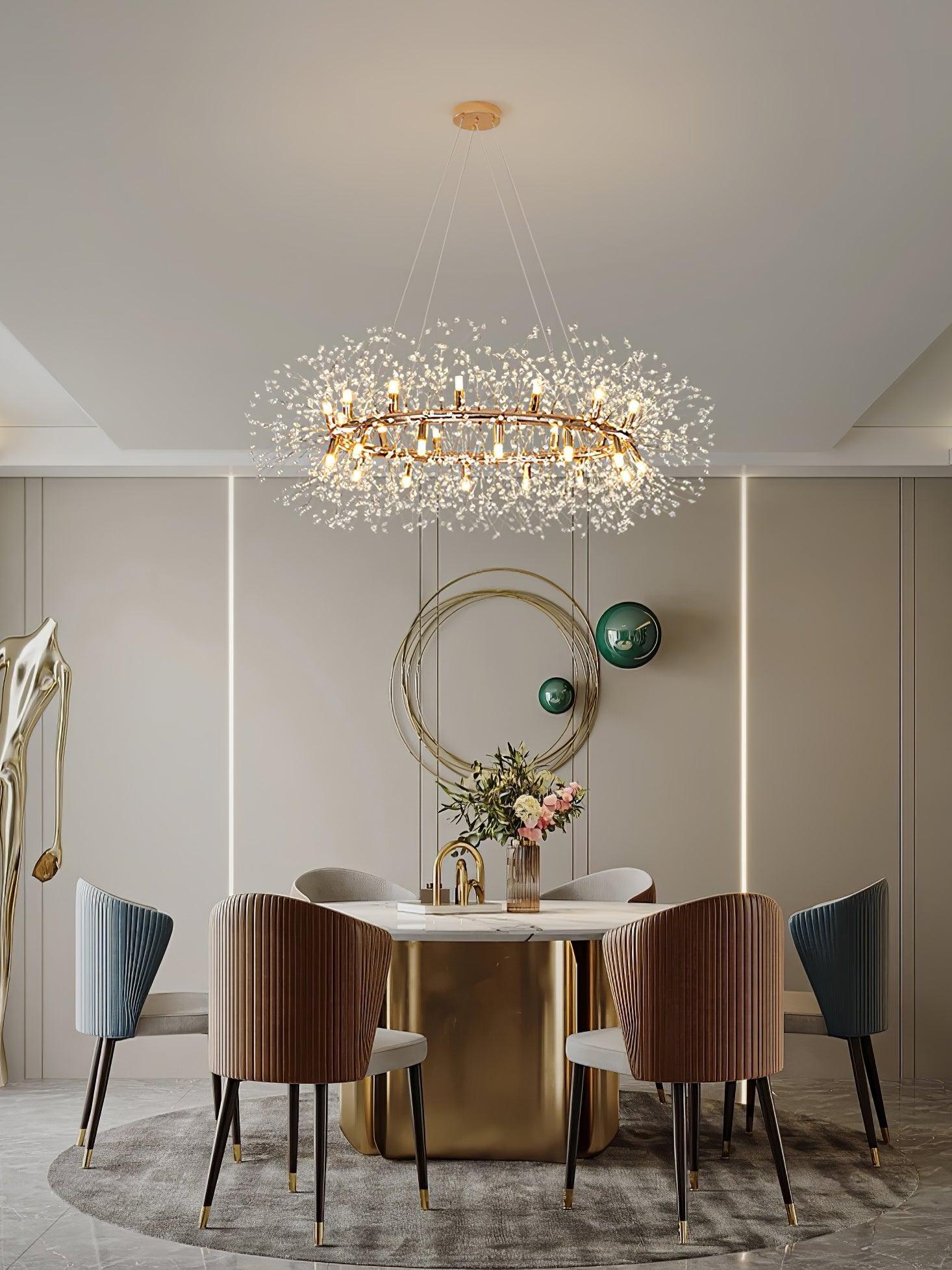 Lustra Chandelier Dandelion Round Stainless Steel - Letslighting