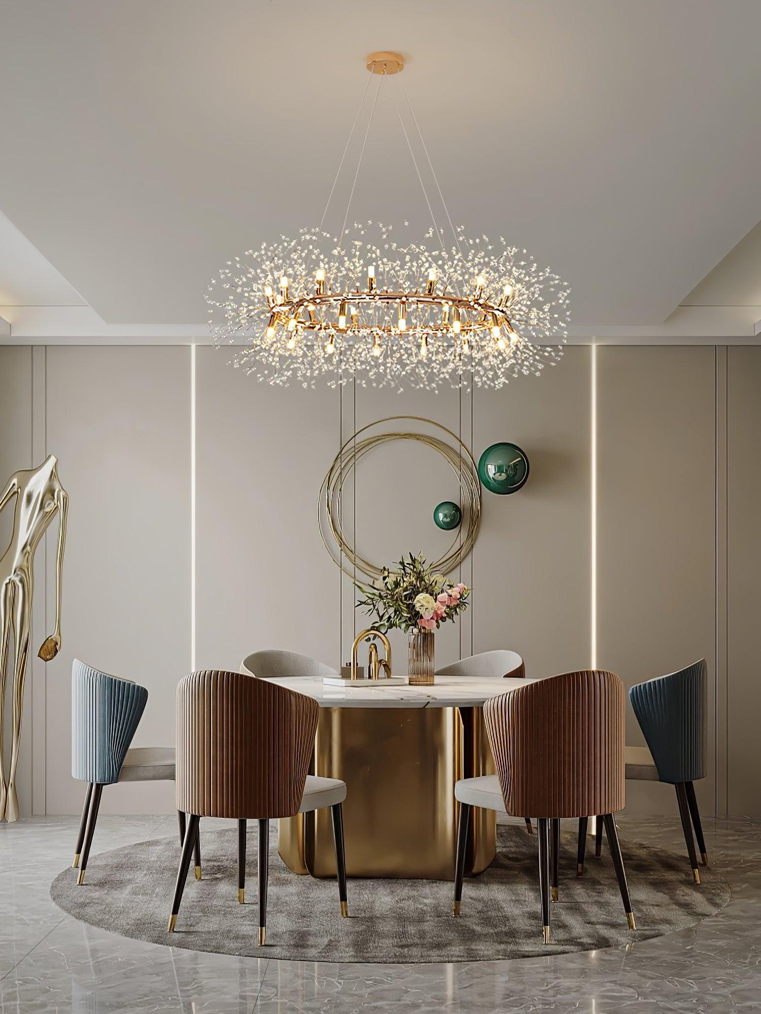Lustra Chandelier Dandelion Round Stainless Steel - Letslighting