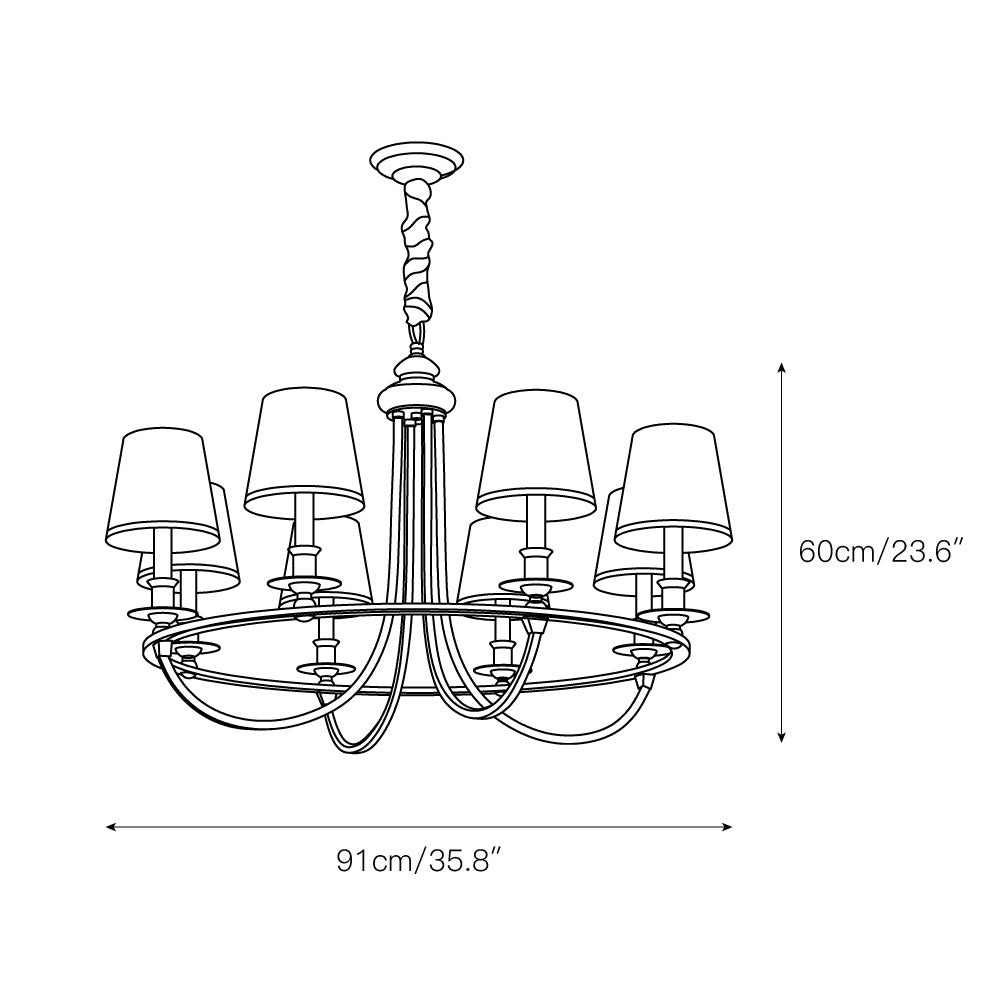 Plume Vintage Elegance Brass Fabric Chandelier - Letslighting