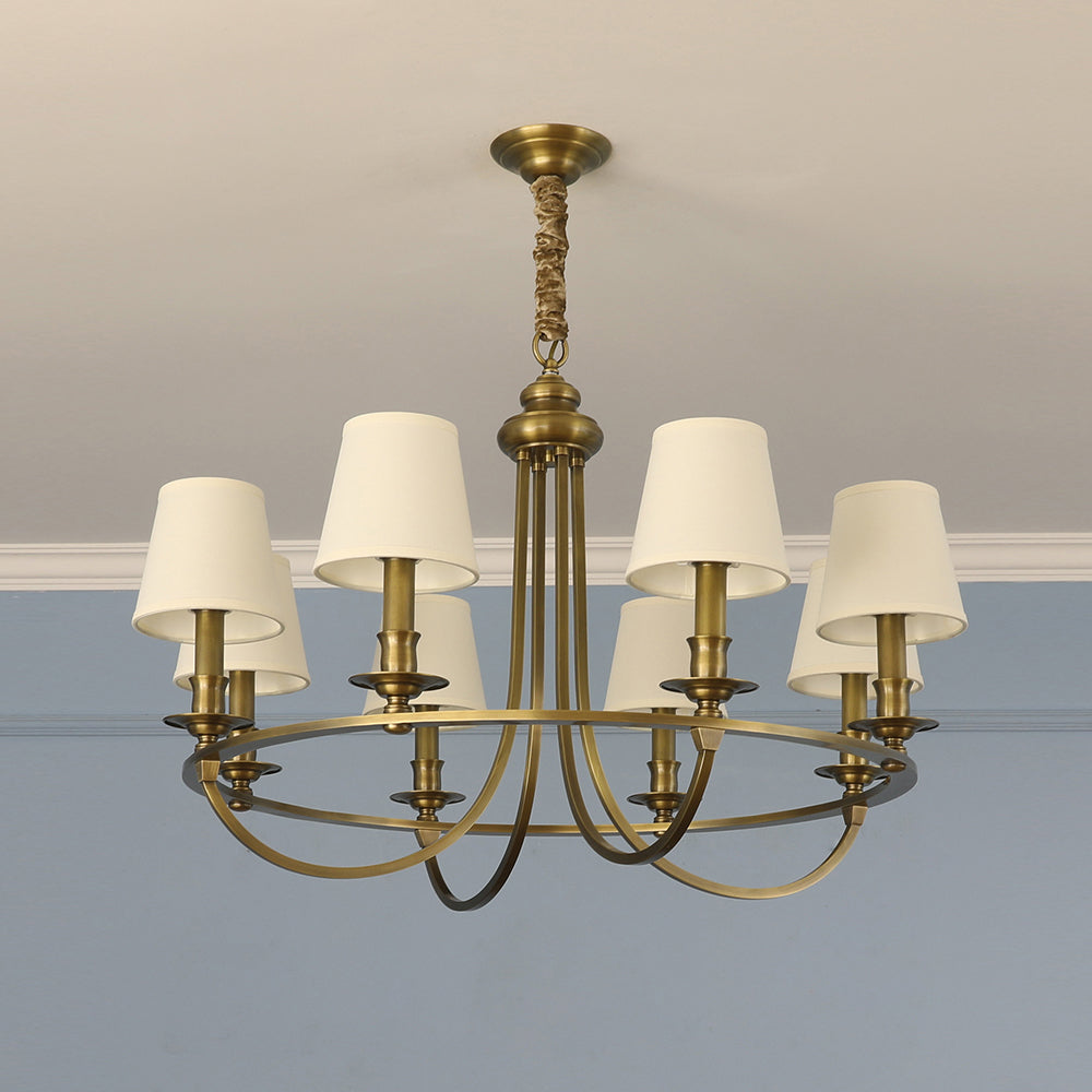 Plume Vintage Elegance Brass Fabric Chandelier - Letslighting