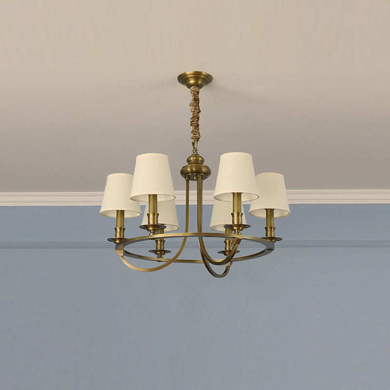 Plume Vintage Elegance Brass Fabric Chandelier - Letslighting