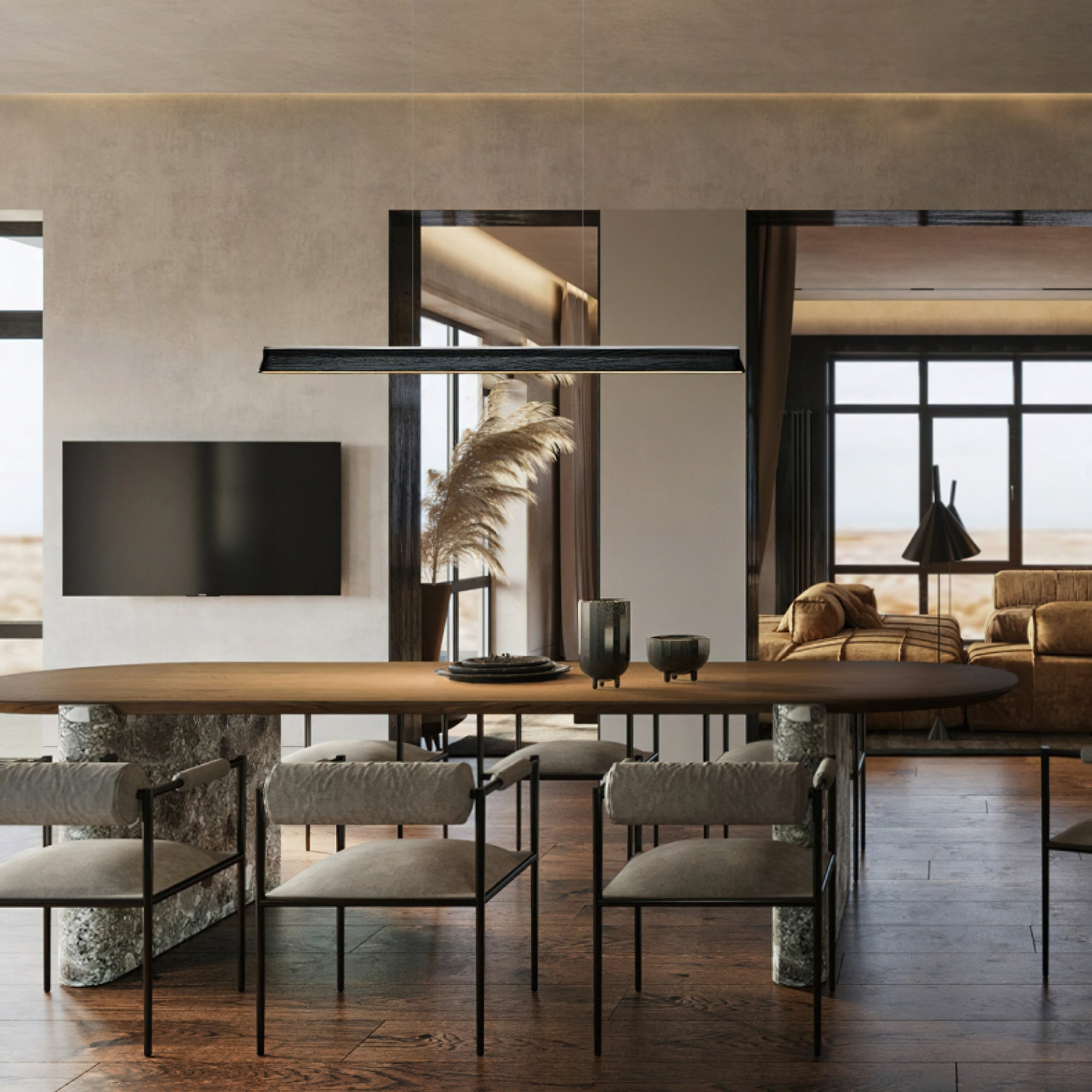 Lustra Pendant Lamp Wooden Beam Minimalist - Letslighting
