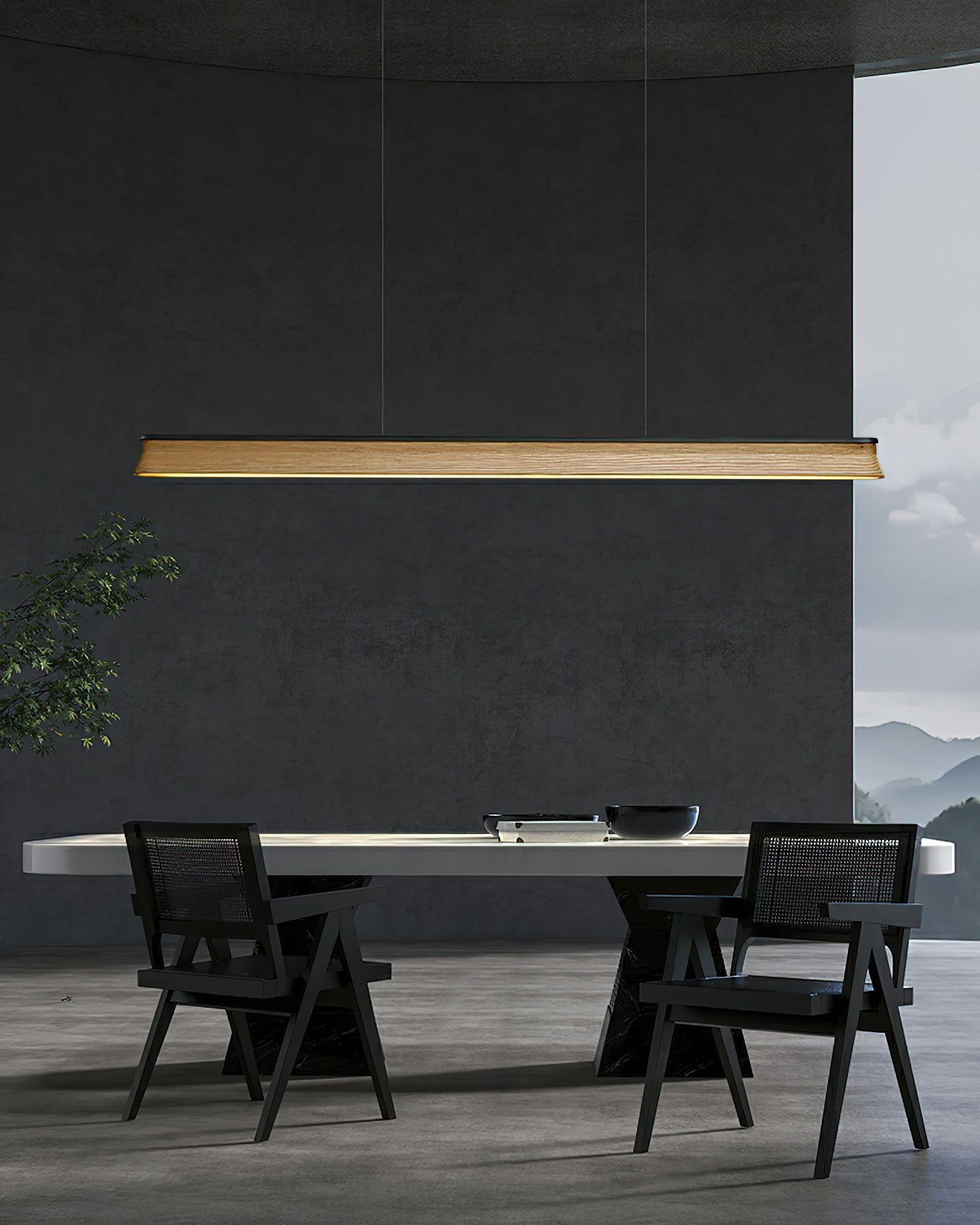 Lustra Pendant Lamp Wooden Beam Minimalist - Letslighting