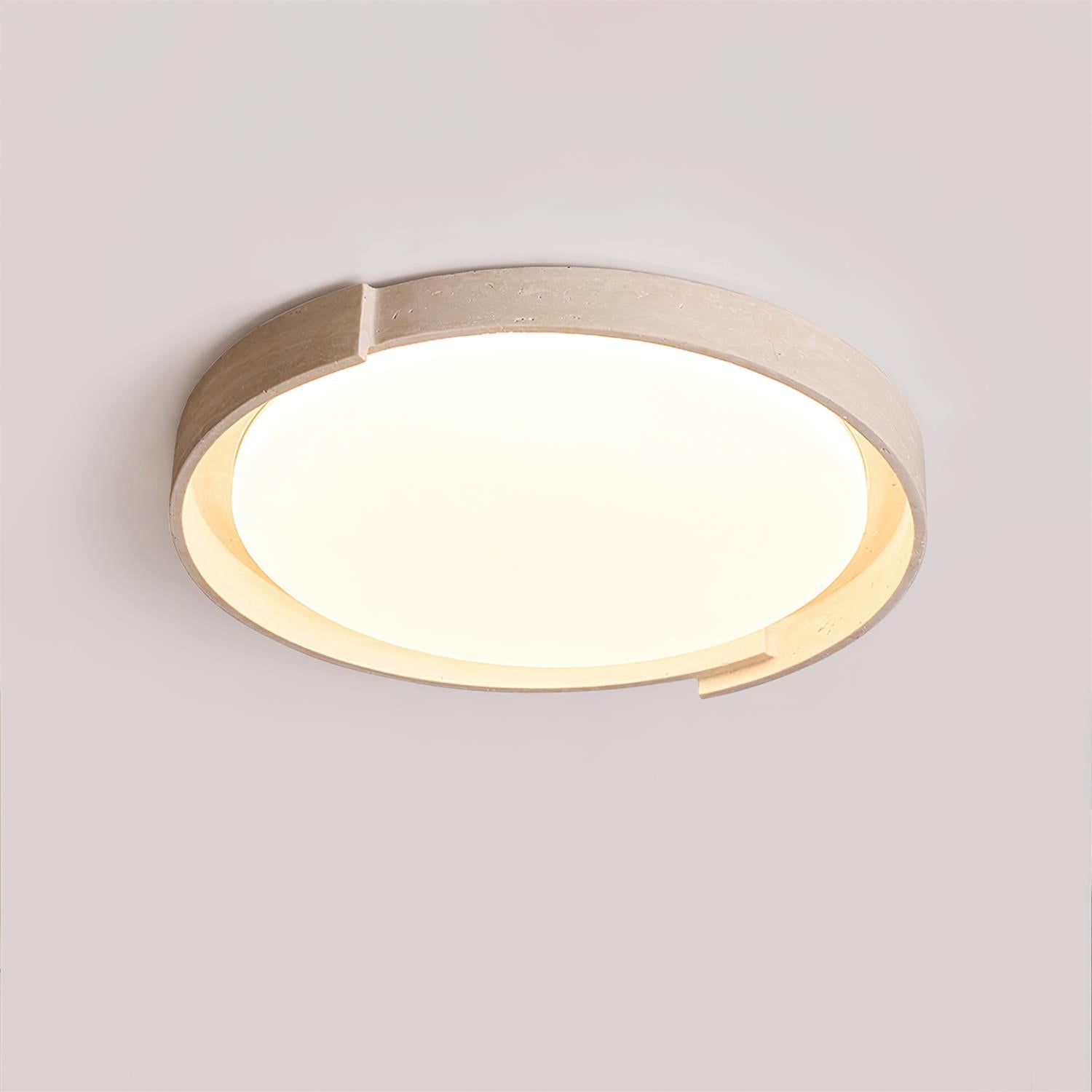 Juvio Minimalist Round Travertine Ceiling Light