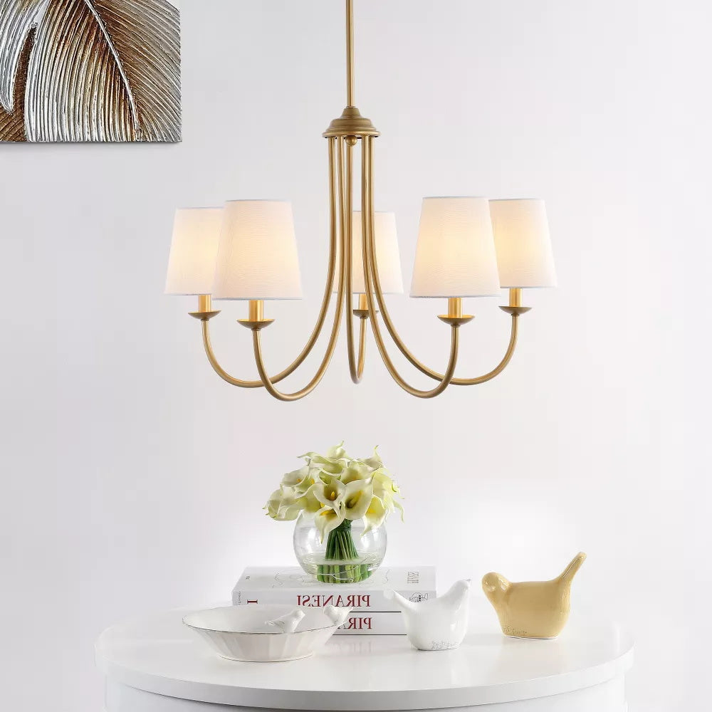 Trill Vintage Industrial Brass Metal Fabric Chandelier - Letslighting