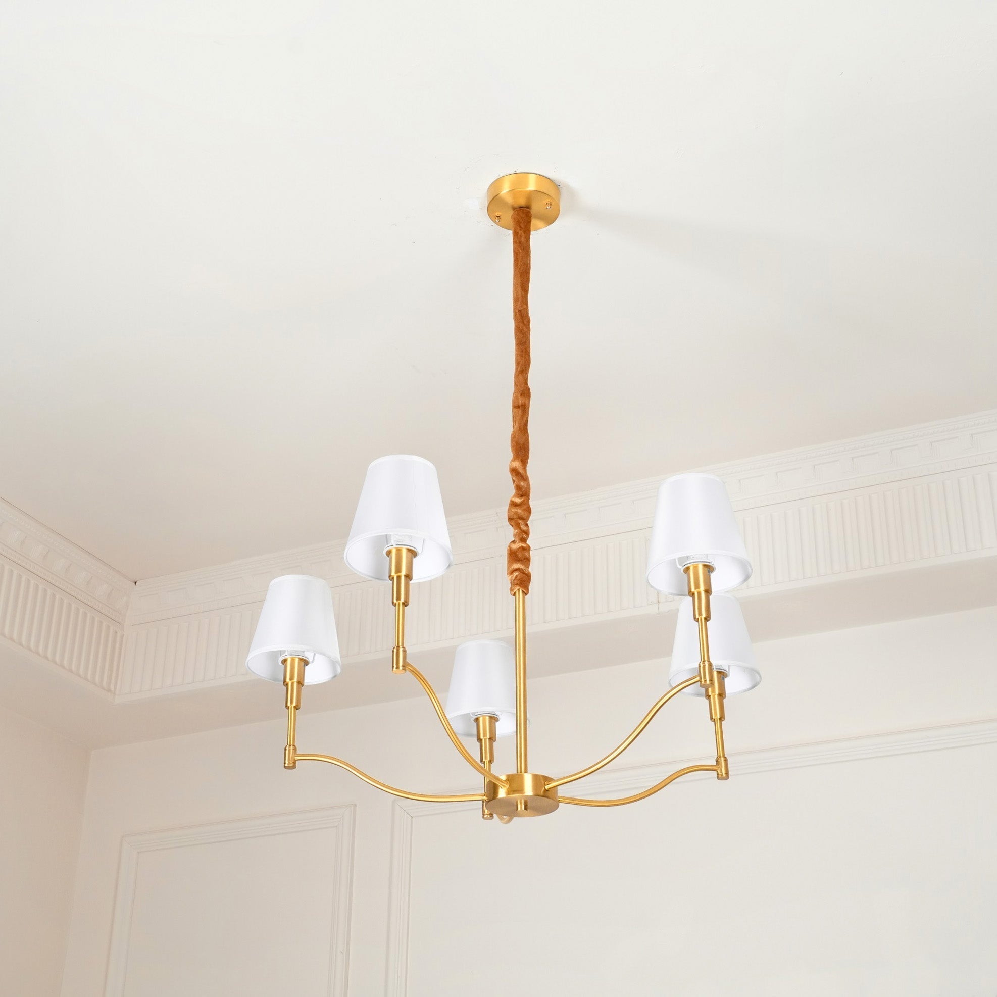 Unfold Vintage Traditional Brass Fabric Chandelier - Letslighting