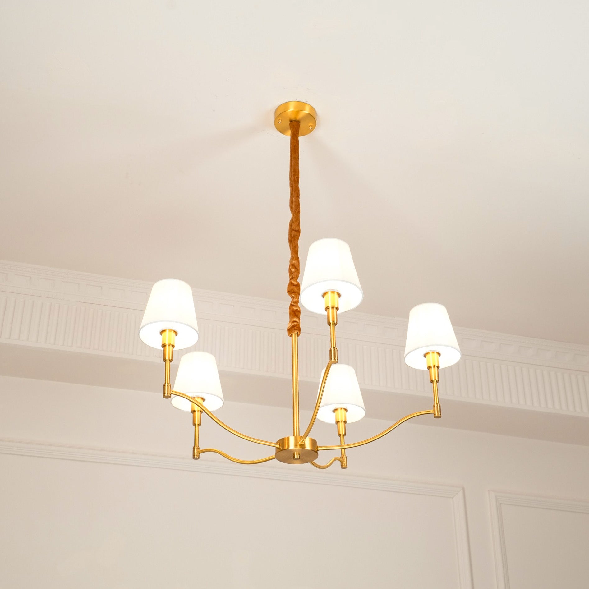 Unfold Vintage Traditional Brass Fabric Chandelier - Letslighting
