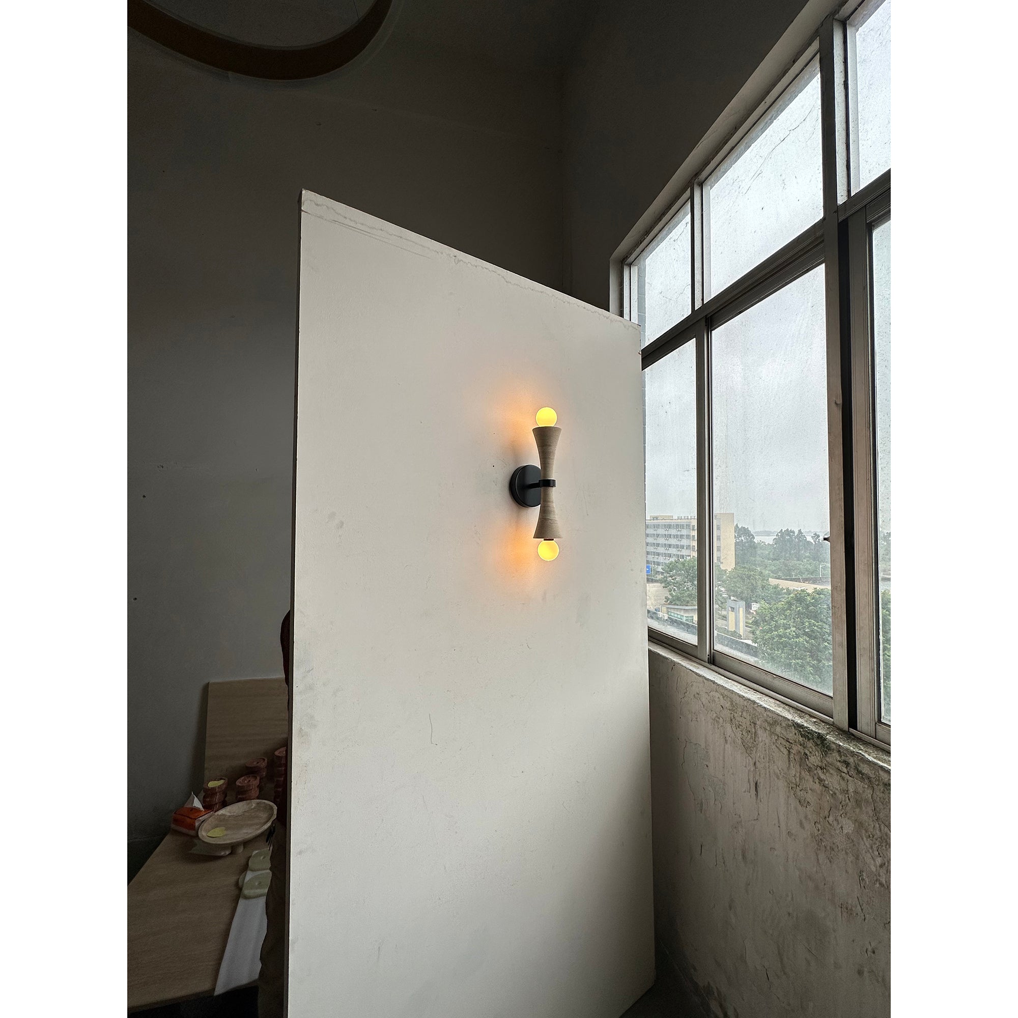 Aura Modern Minimalist Travertine Glass Wall Lamp - Letslighting