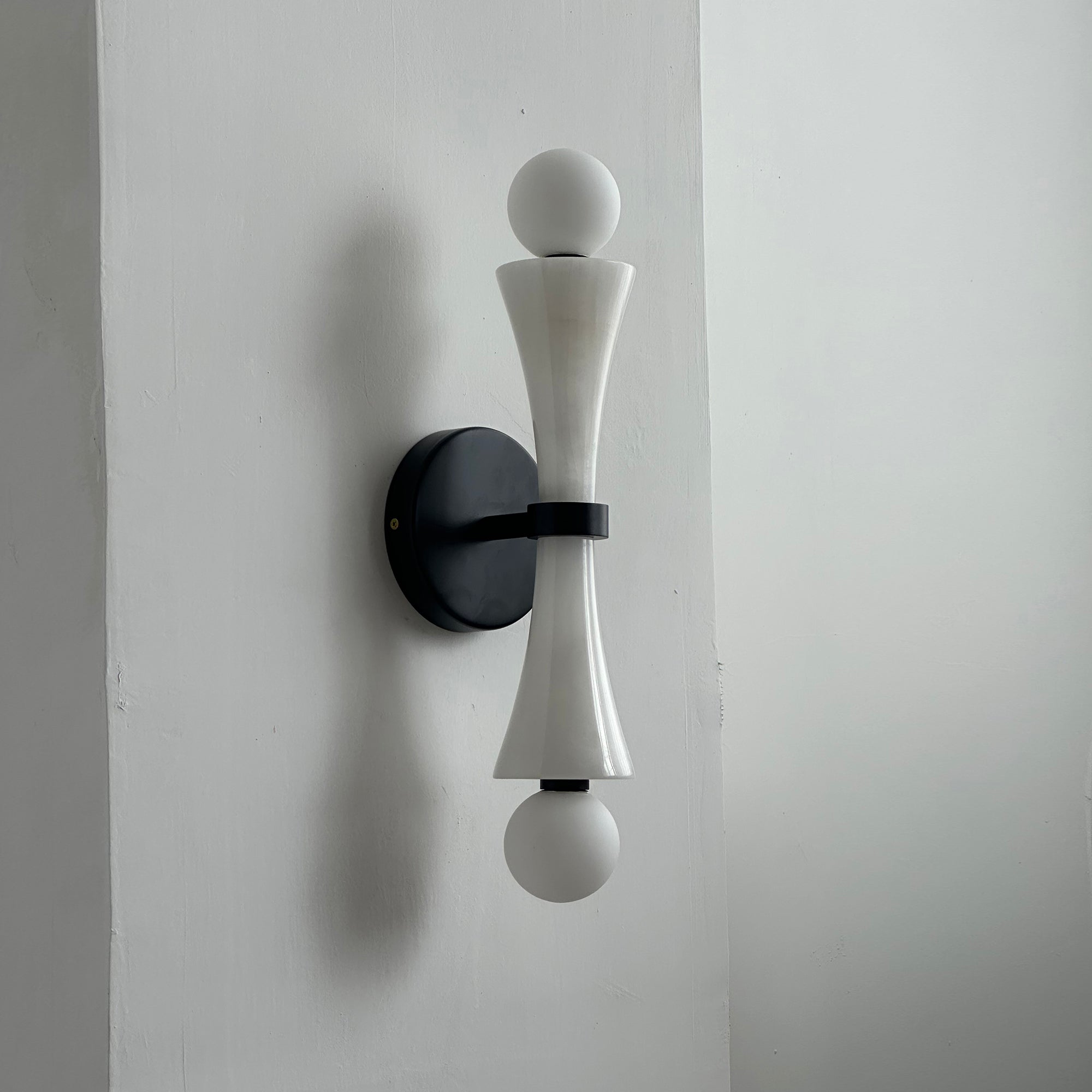 Aura Modern Minimalist Travertine Glass Wall Lamp - Letslighting