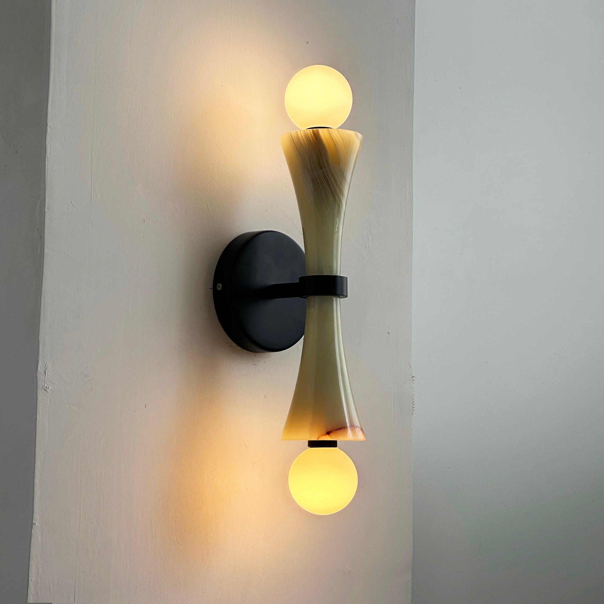Aura Modern Minimalist Travertine Glass Wall Lamp - Letslighting