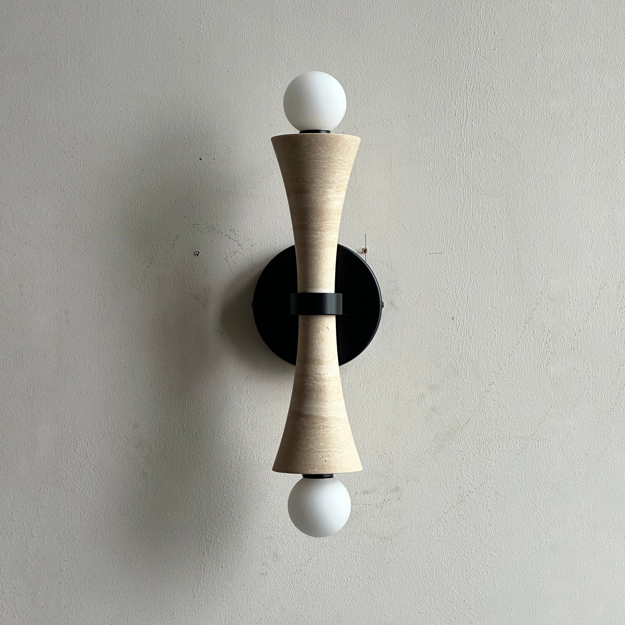 Aura Modern Minimalist Travertine Glass Wall Lamp - Letslighting