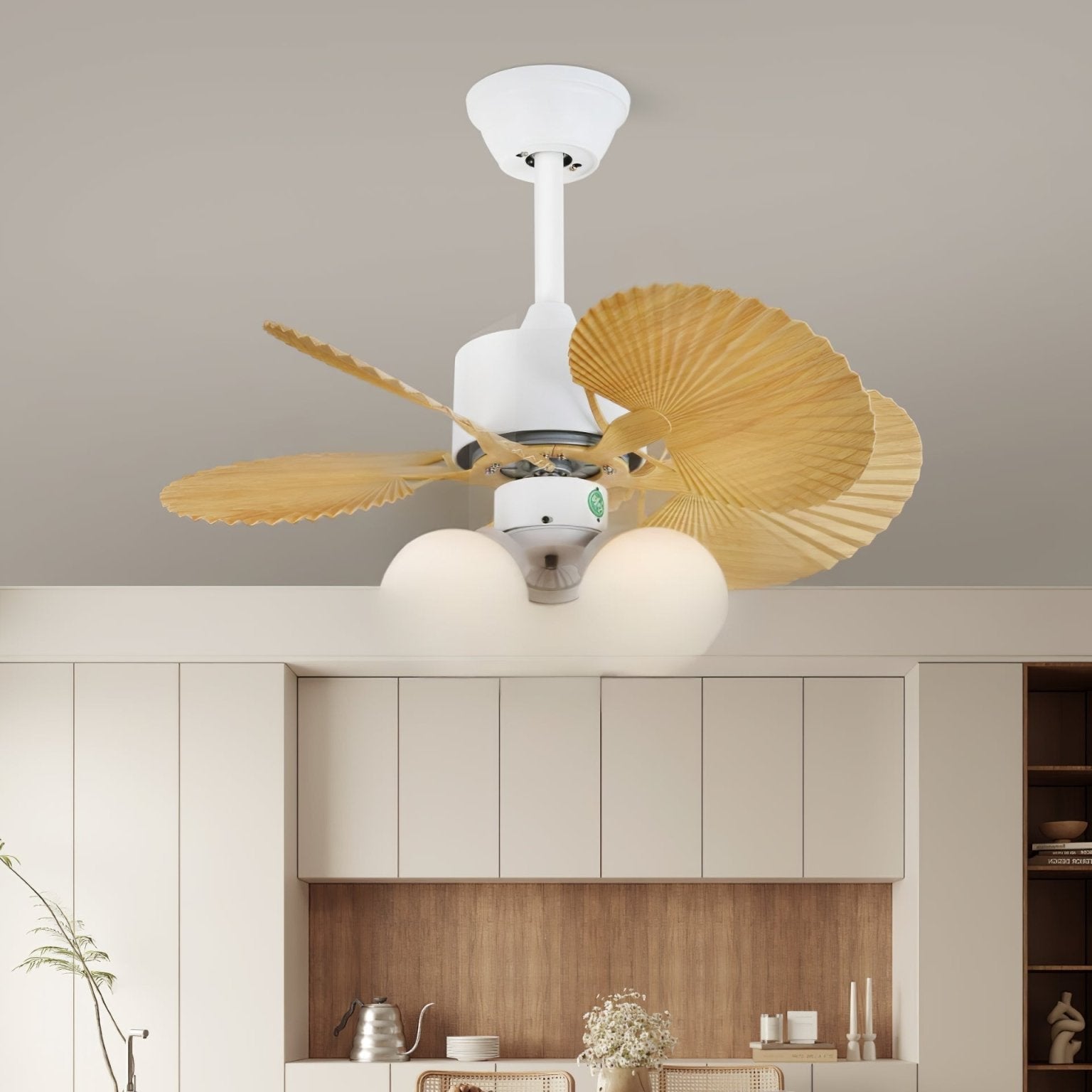 Aurelia Vintage Wood Glass Ceiling Fan Light - Letslighting