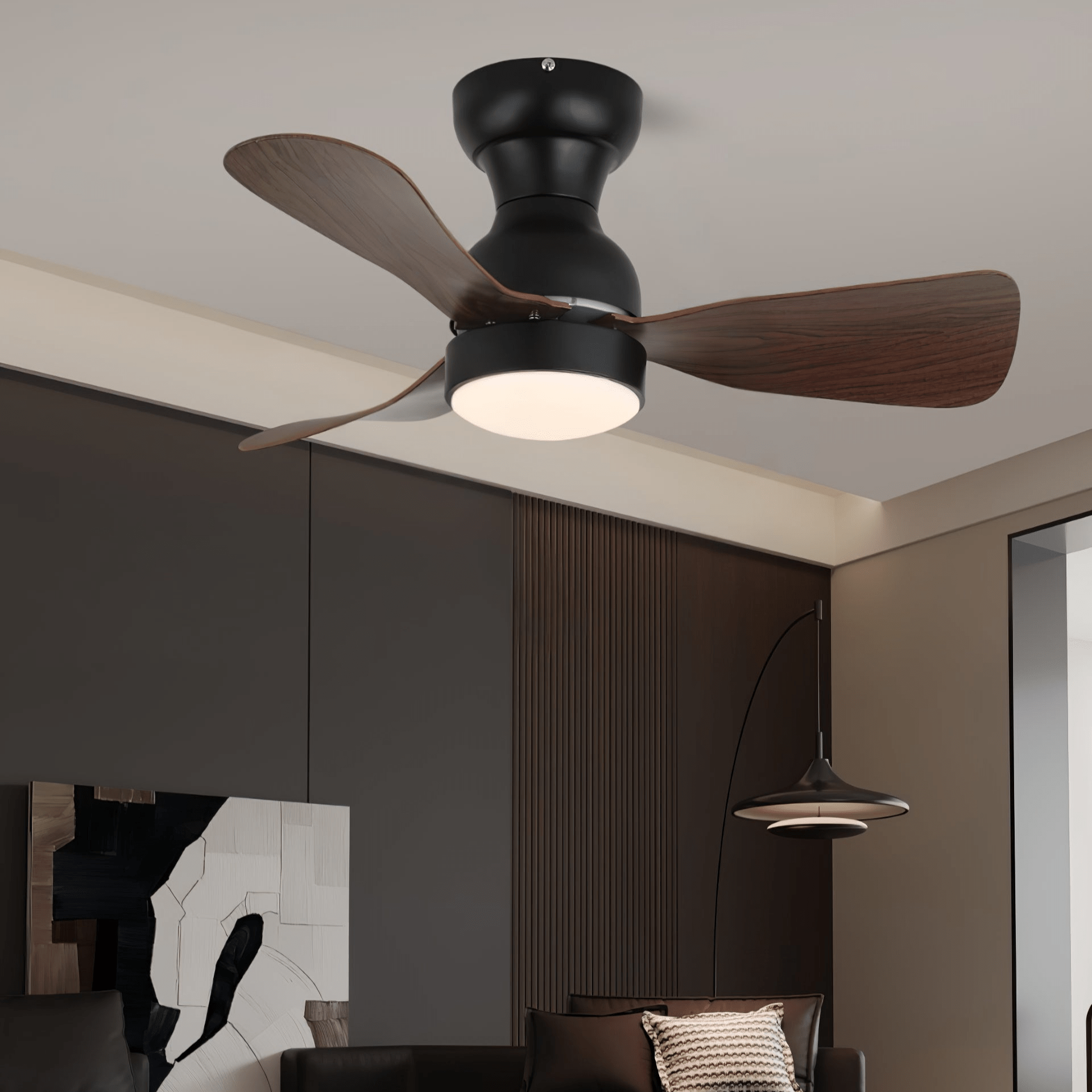 Aurdorus Modern Wood Ceiling Fan Light - Letslighting
