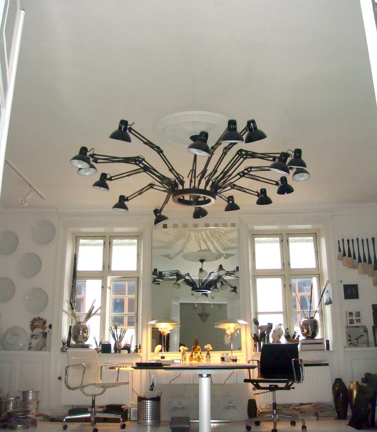 Lustra Chandelier Black Adjustable Multi Arm - Letslighting