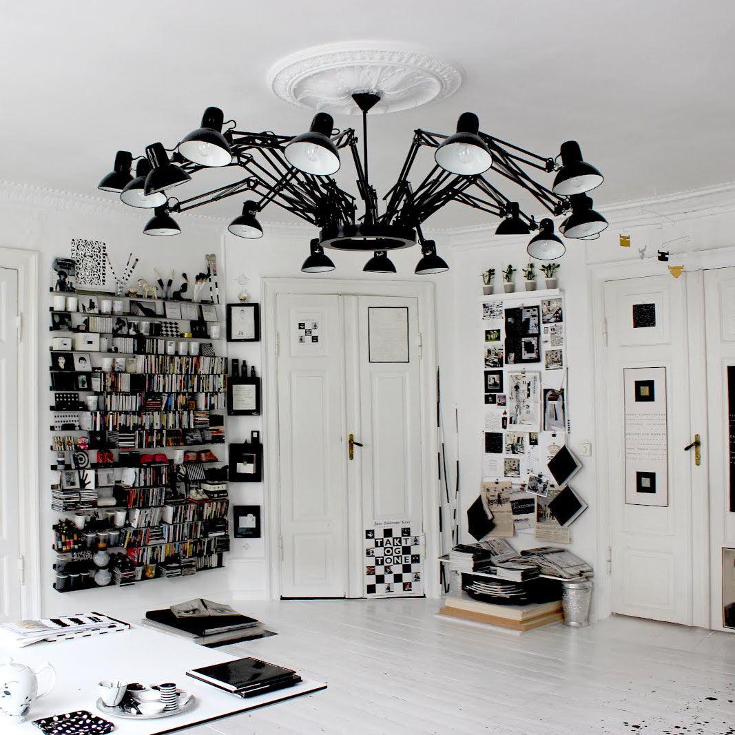 Lustra Chandelier Black Adjustable Multi Arm - Letslighting