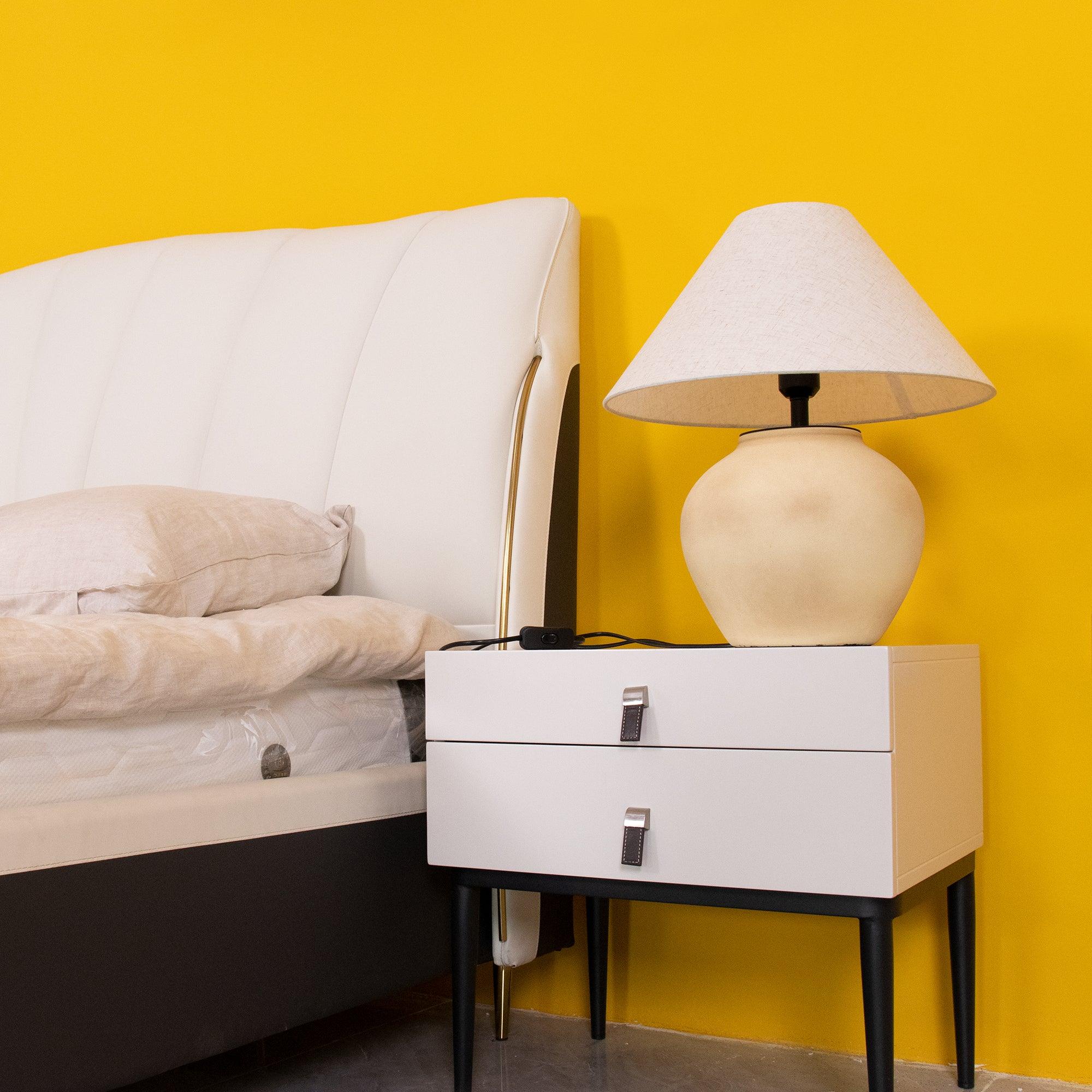 Lumian Fabric Ceramic Rustic Table Lamp - Letslighting