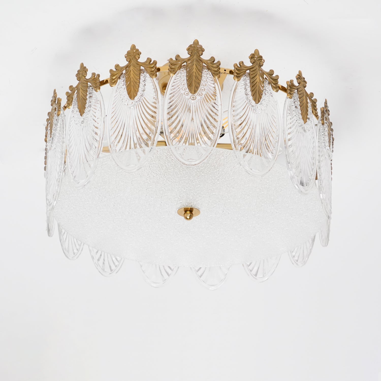 Lustra Chandelier Glass Petals Gold Frame Round - Letslighting