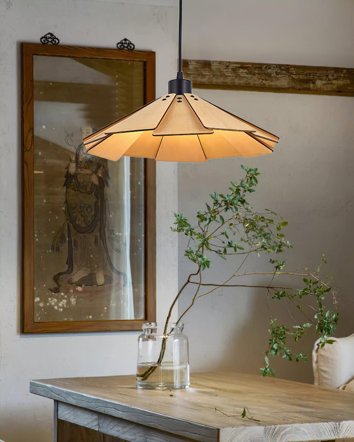 Delfina Pendant Lamp Wood Panel Wabi-Sabi Organic - Letslighting