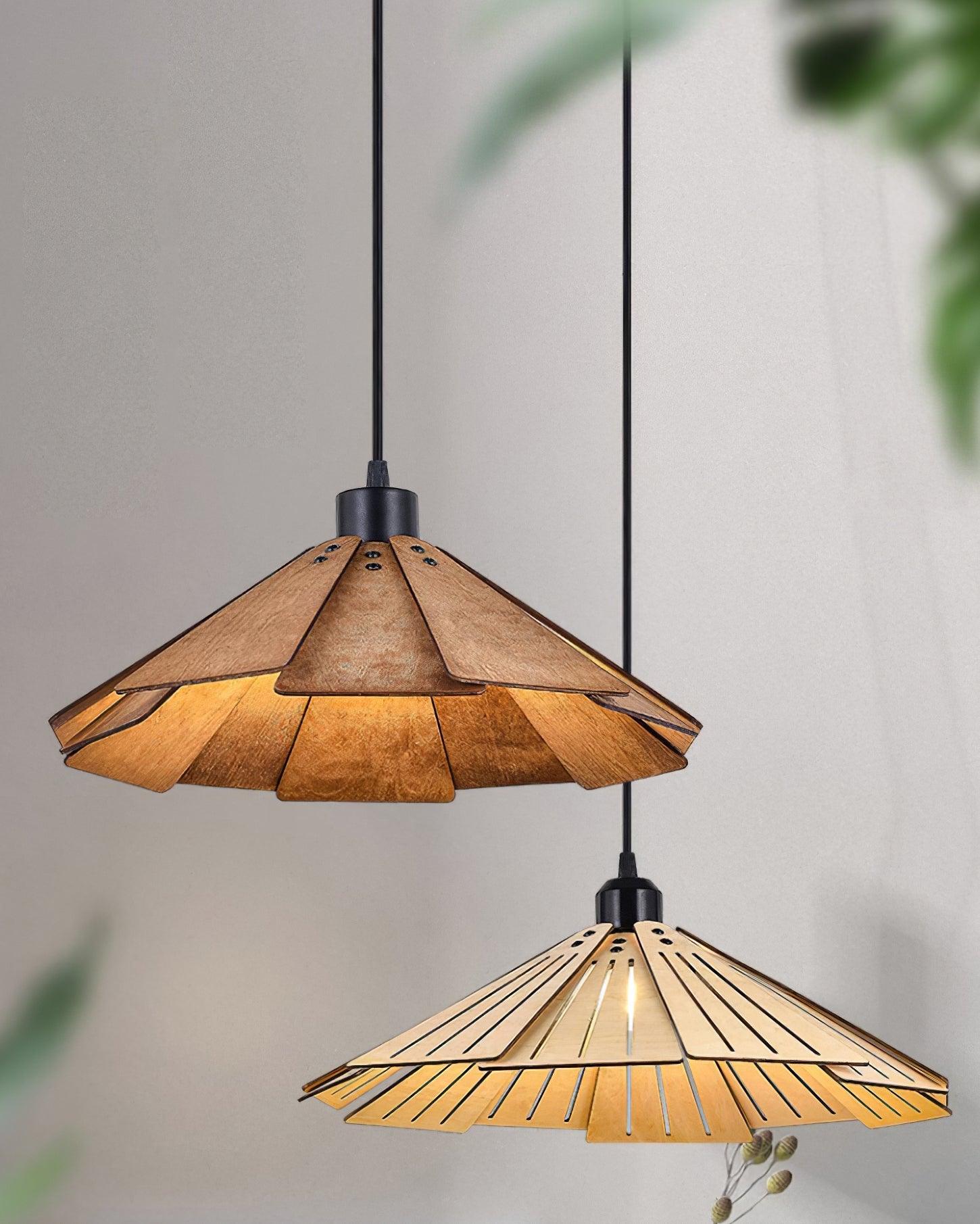 Delfina Pendant Lamp Wood Panel Wabi-Sabi Organic - Letslighting
