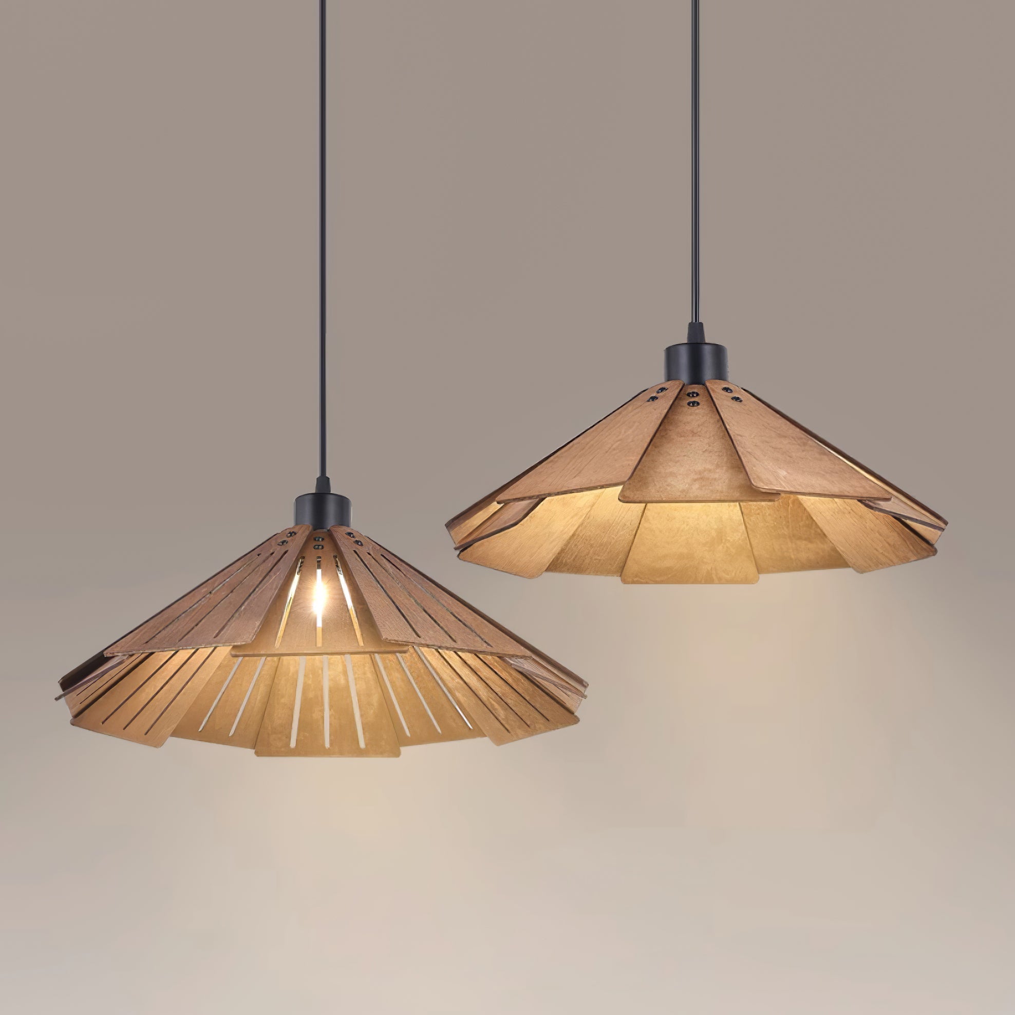 Delfina Pendant Lamp Wood Panel Wabi-Sabi Organic - Letslighting