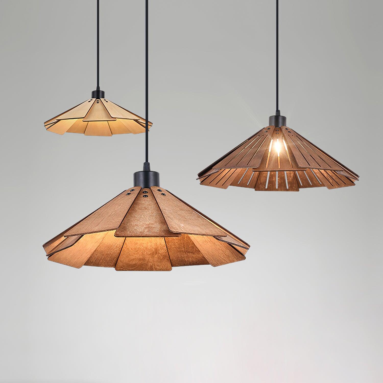 Delfina Pendant Lamp Wood Panel Wabi-Sabi Organic - Letslighting