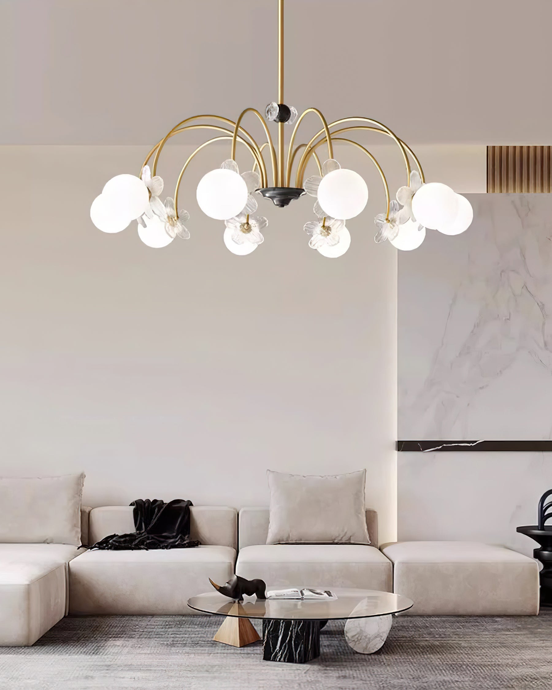 Petalia Brass Chandelier - Letslighting