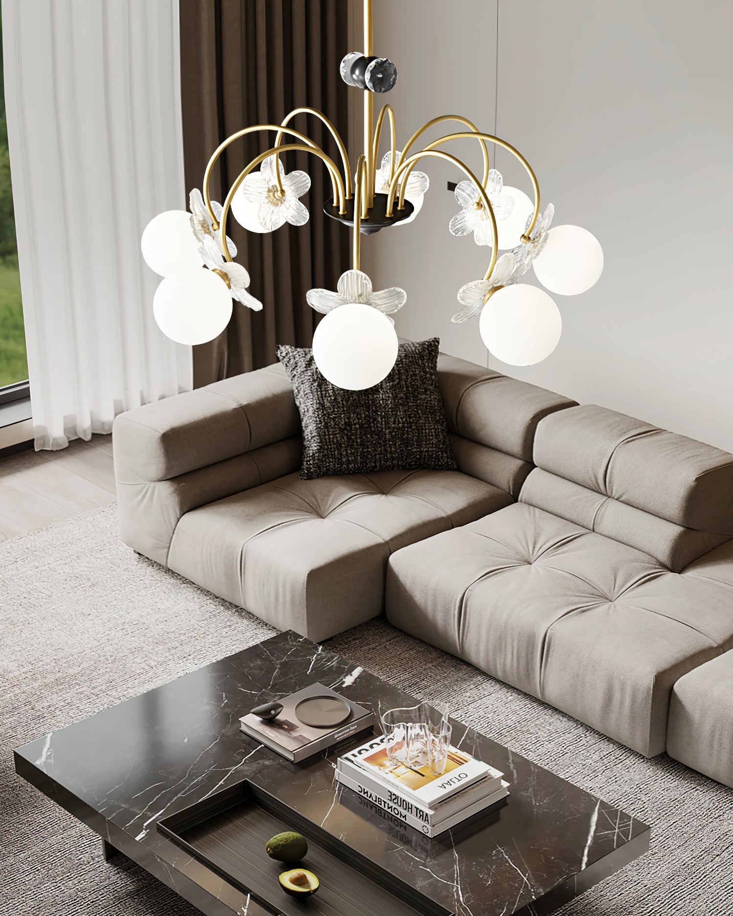 Petalia Brass Chandelier - Letslighting