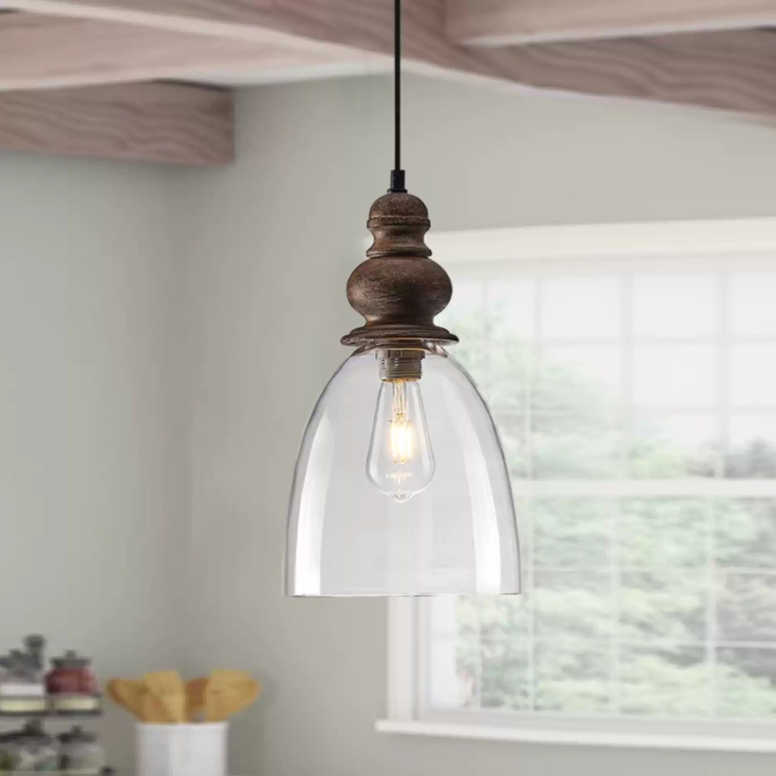 Inert Modern Minimalist Wooden Glass Pendant Lamp - Letslighting