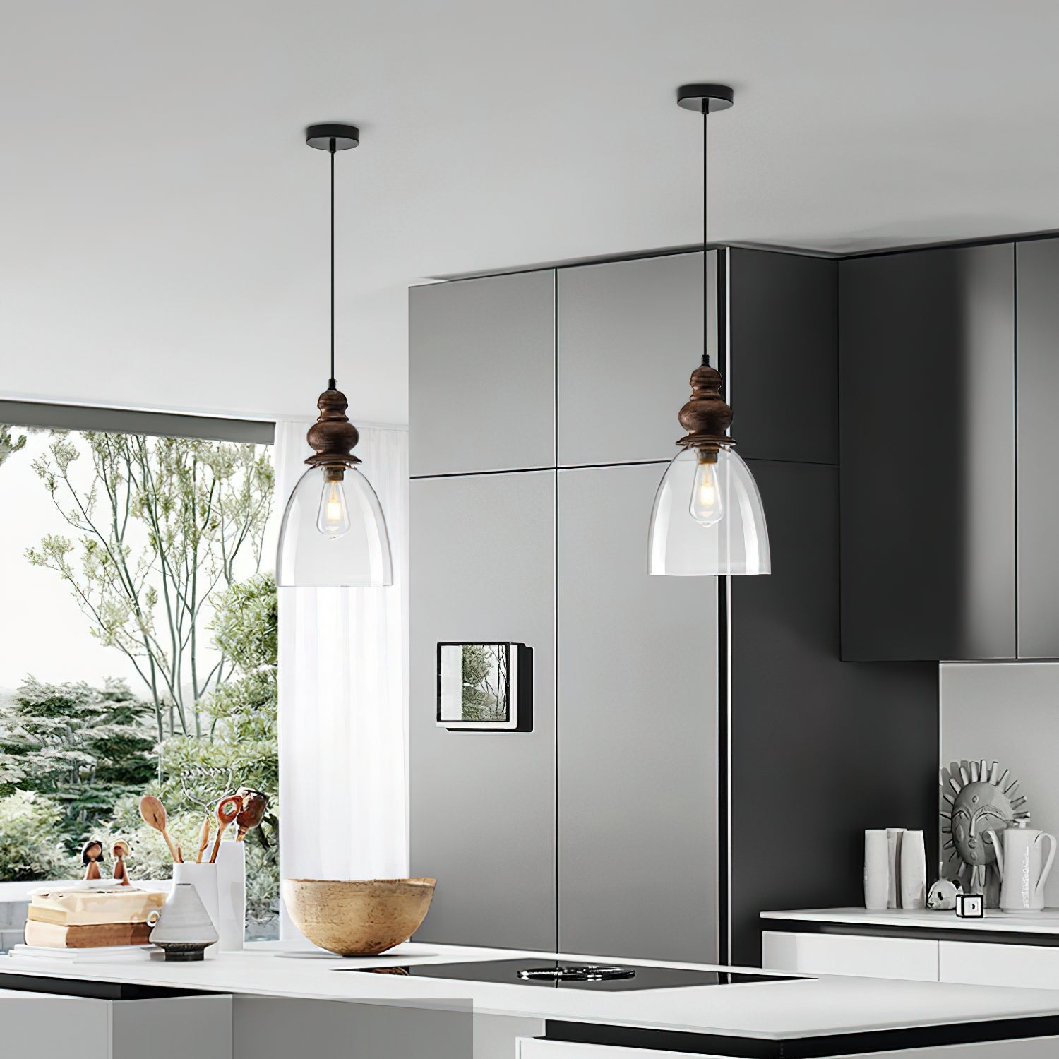 Inert Modern Minimalist Wooden Glass Pendant Lamp - Letslighting