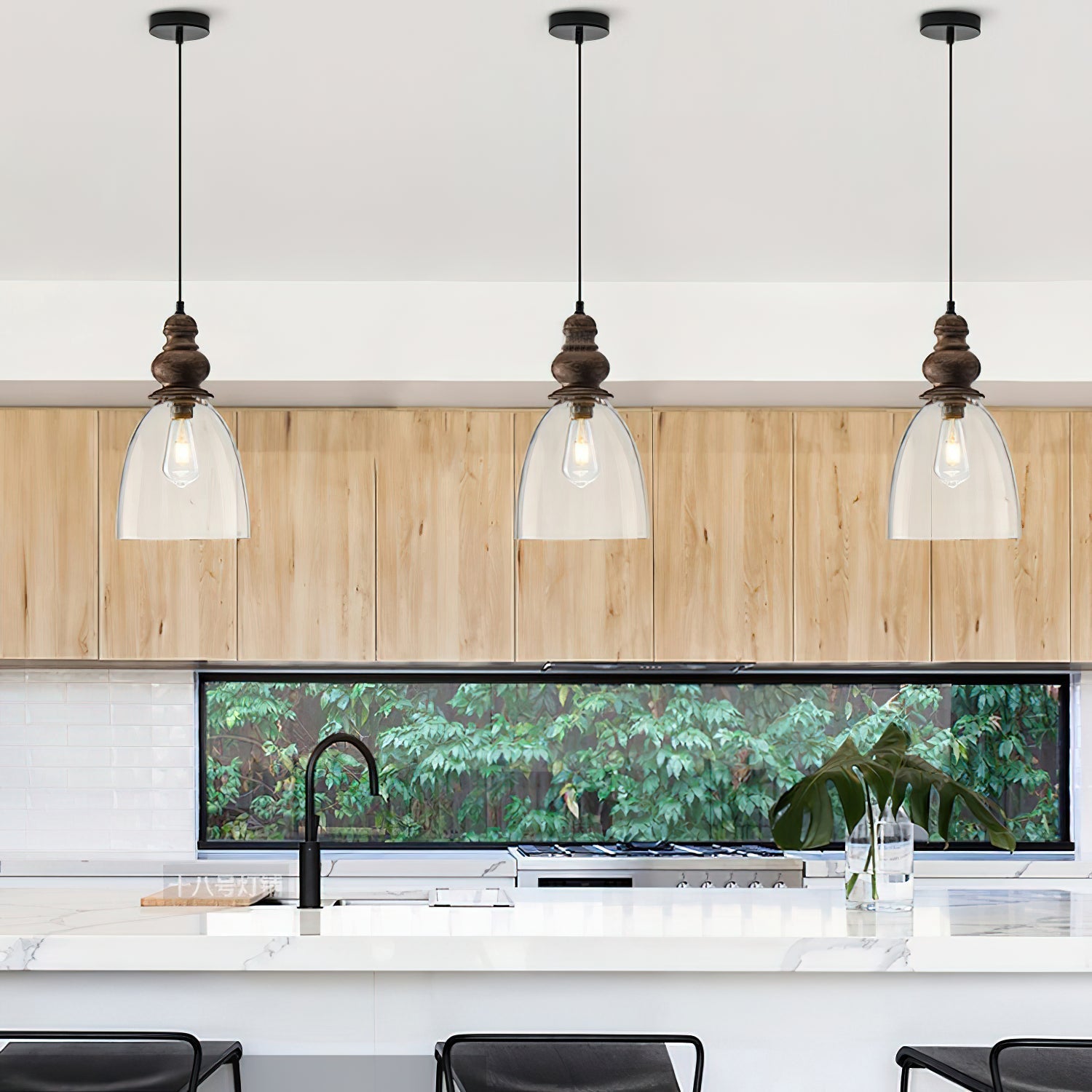 Inert Modern Minimalist Wooden Glass Pendant Lamp - Letslighting