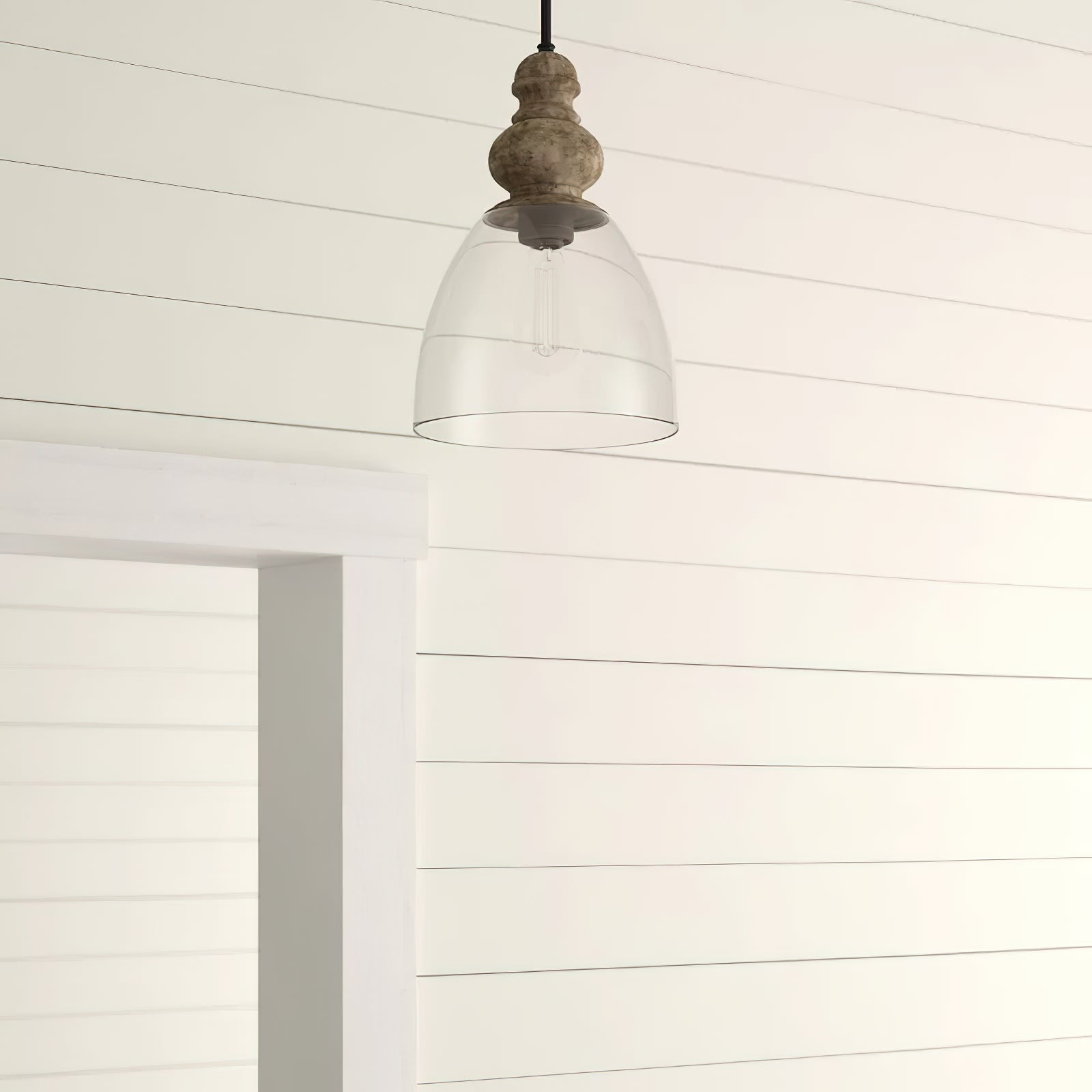 Inert Modern Minimalist Wooden Glass Pendant Lamp - Letslighting