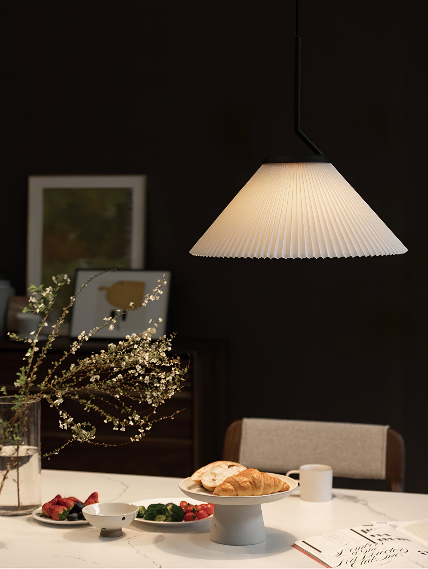 Knell Modern Minimalist Pleated Black Plastic Pendant Lamp - Letslighting