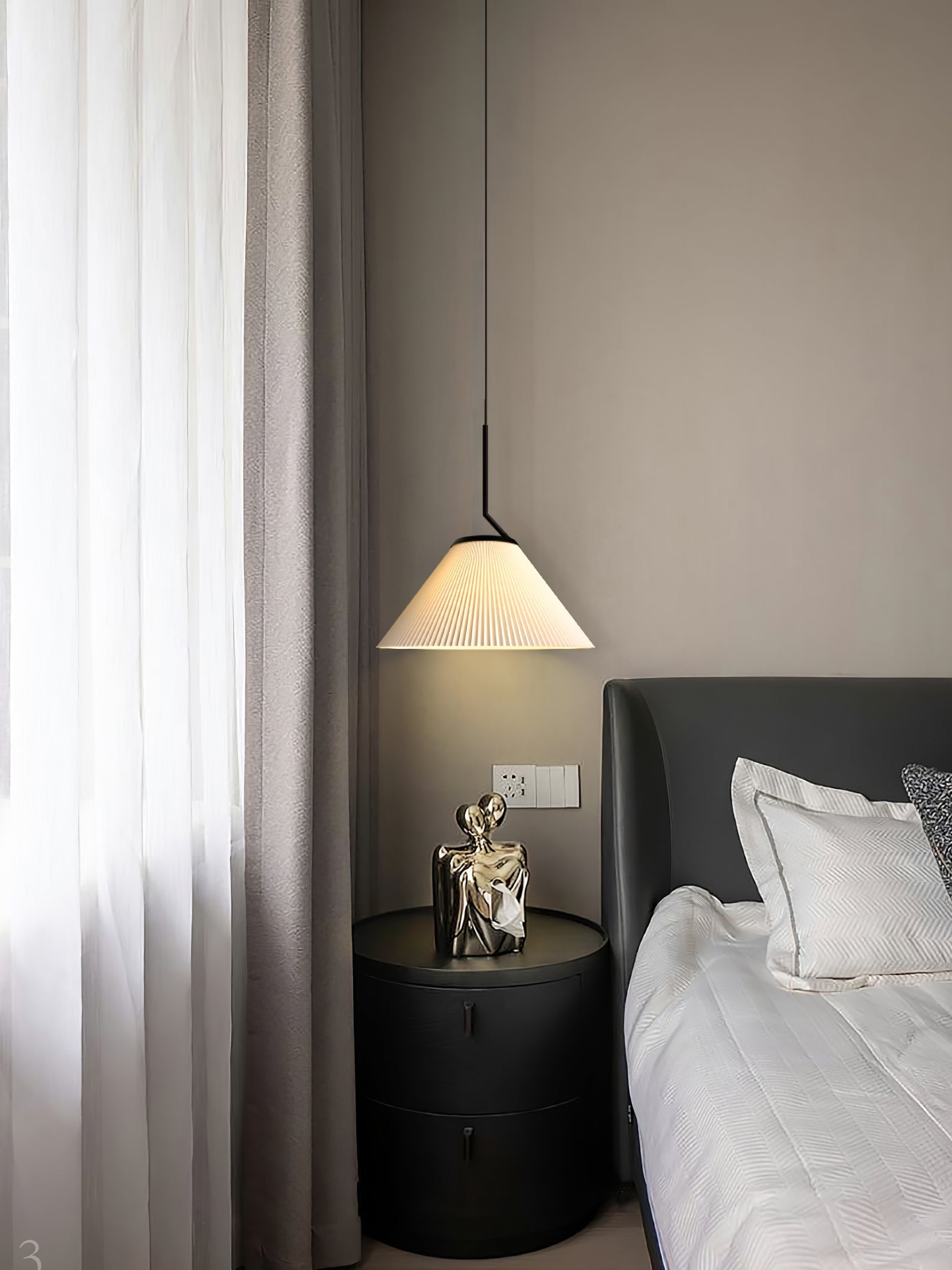 Knell Modern Minimalist Pleated Black Plastic Pendant Lamp - Letslighting