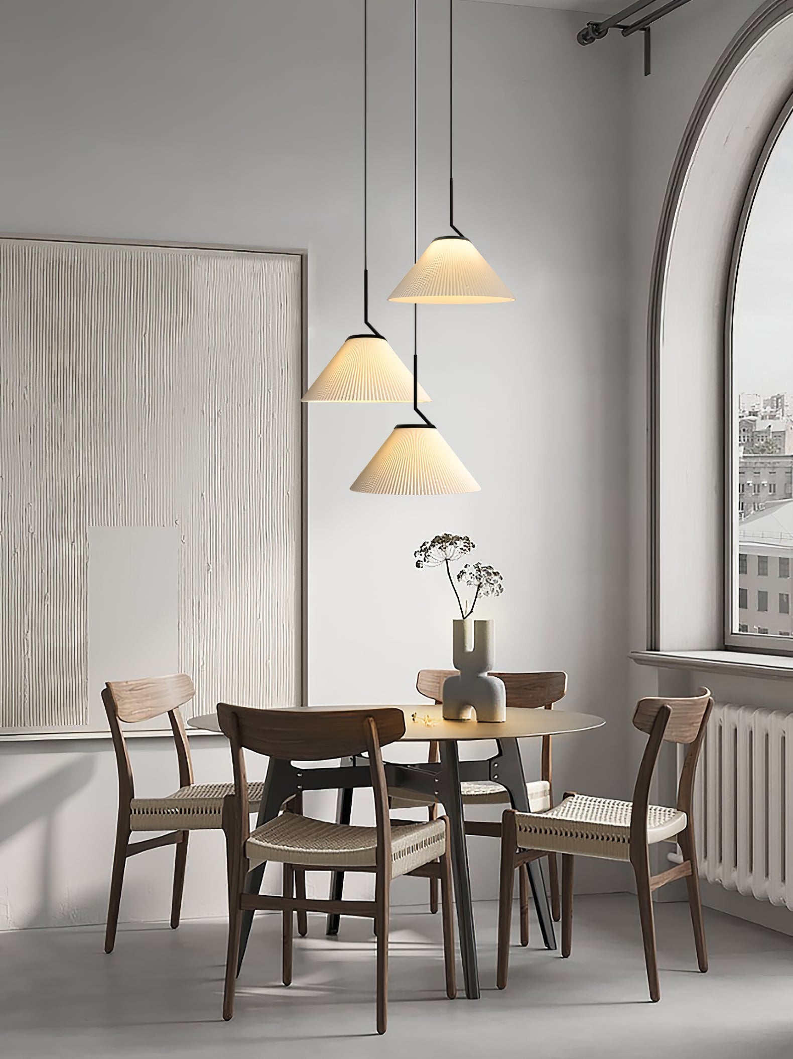 Knell Modern Minimalist Pleated Black Plastic Pendant Lamp - Letslighting
