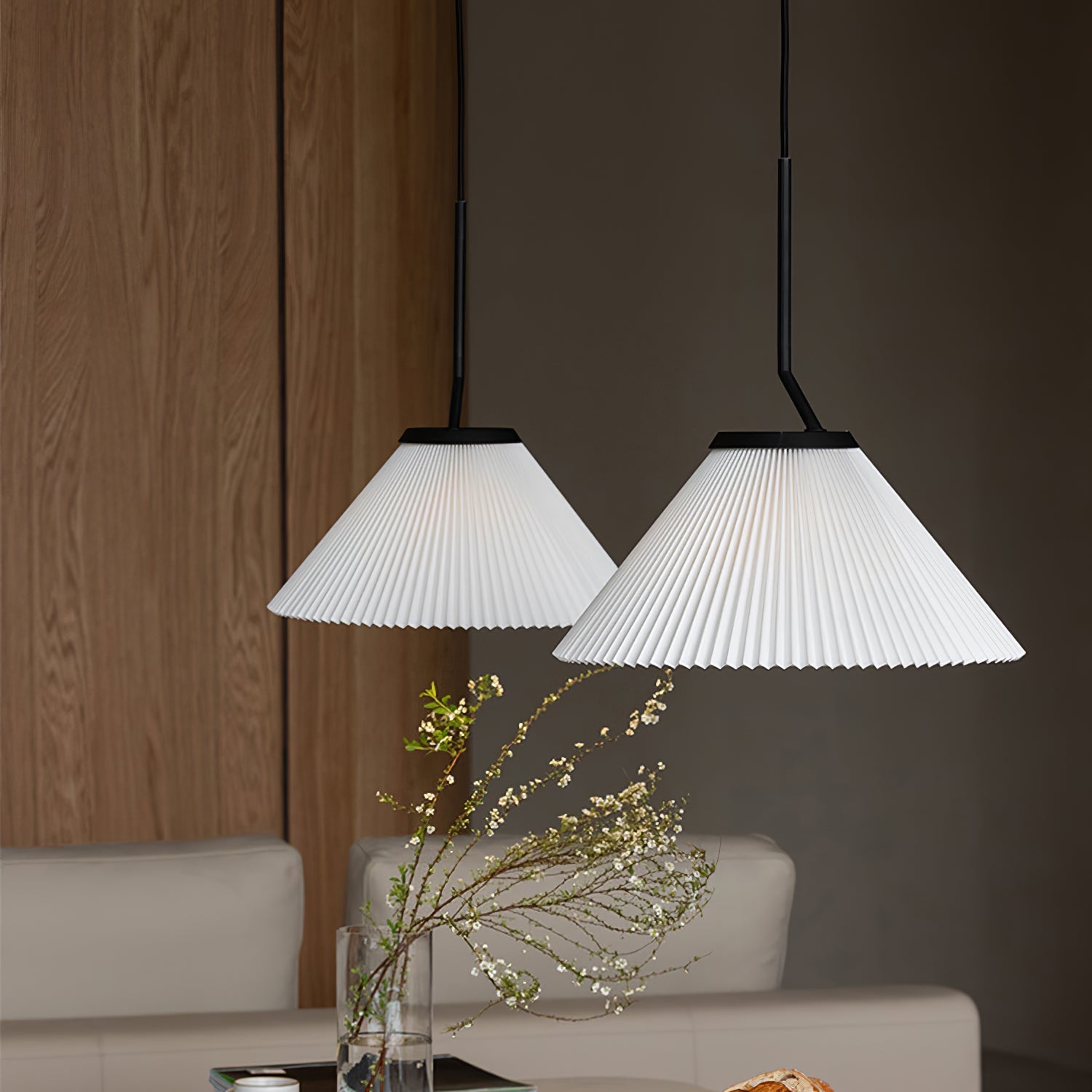 Knell Modern Minimalist Pleated Black Plastic Pendant Lamp - Letslighting