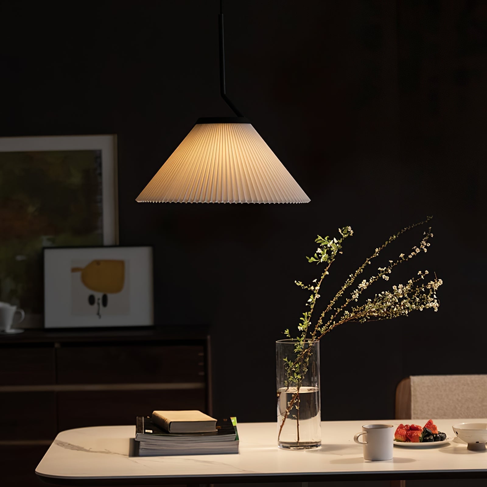 Knell Modern Minimalist Pleated Black Plastic Pendant Lamp - Letslighting