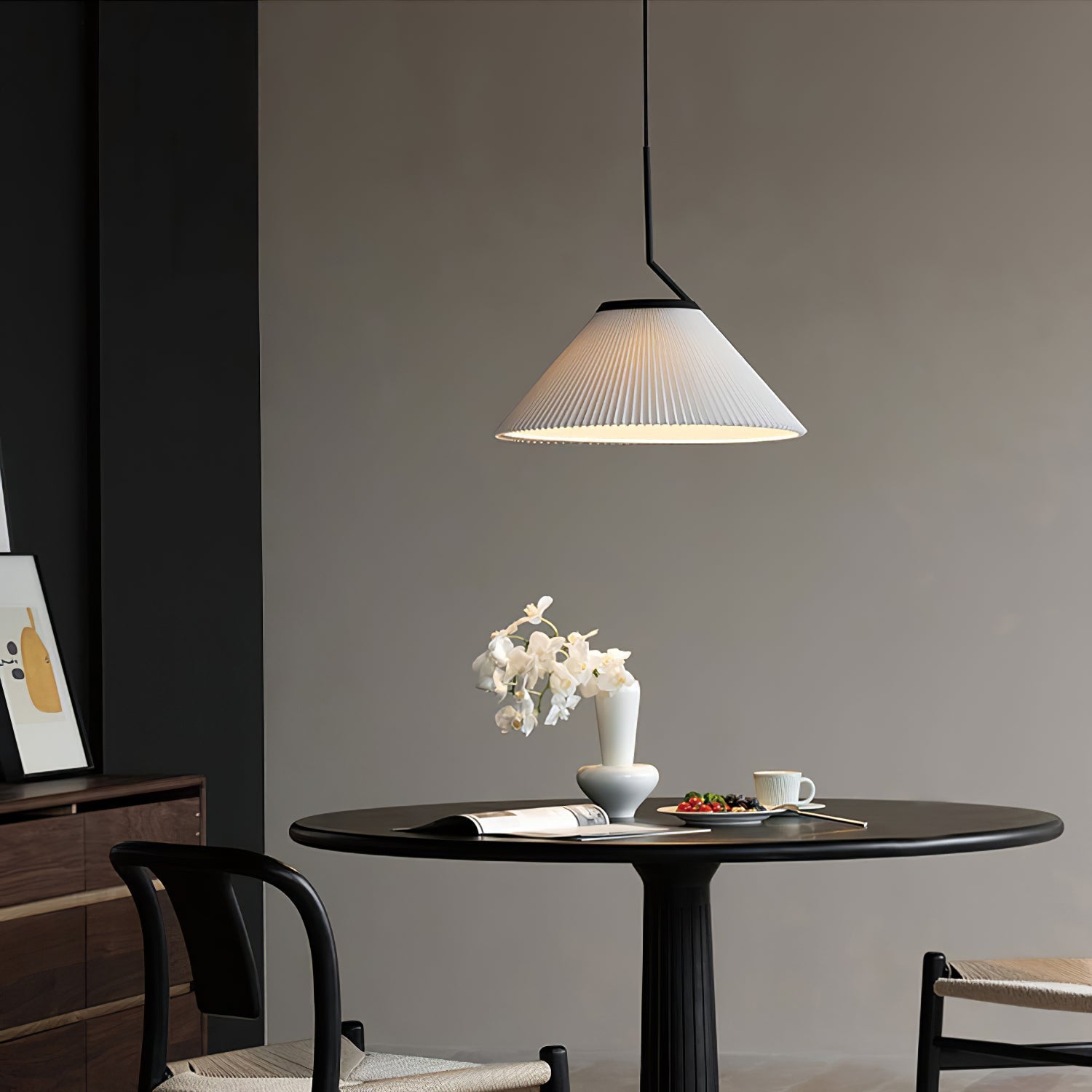 Knell Modern Minimalist Pleated Black Plastic Pendant Lamp - Letslighting