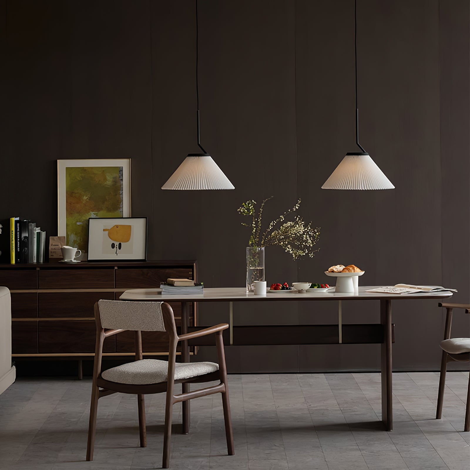 Knell Modern Minimalist Pleated Black Plastic Pendant Lamp - Letslighting