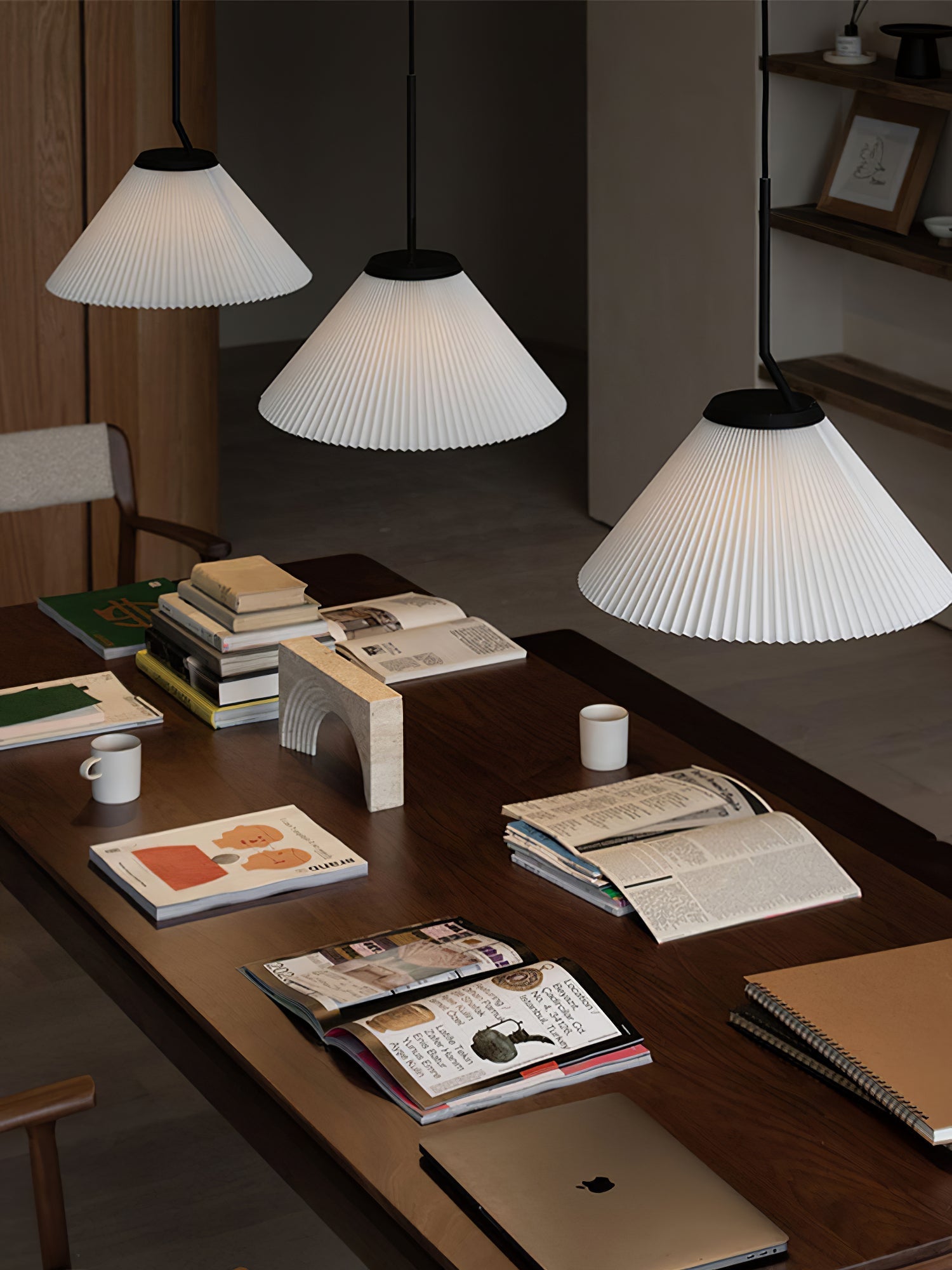 Knell Modern Minimalist Pleated Black Plastic Pendant Lamp - Letslighting