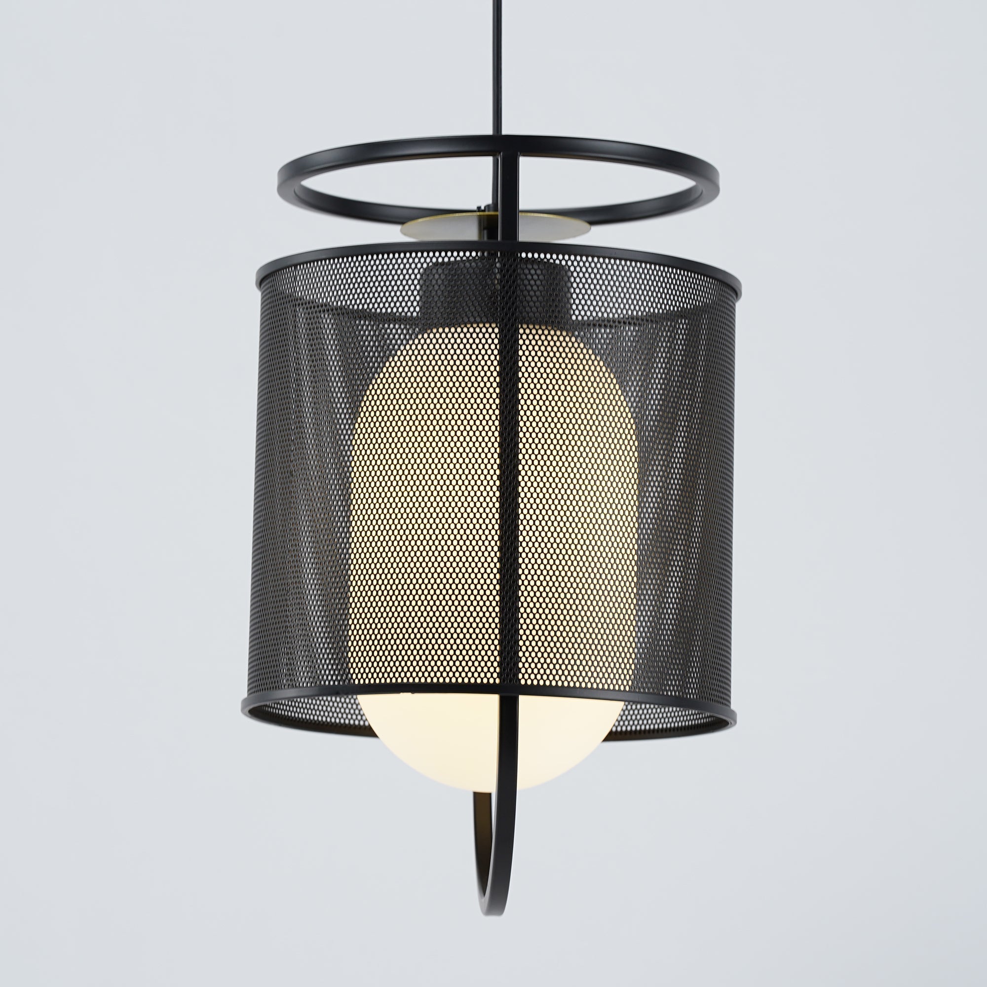 Solara Pendant Lamp Mesh Cylinder Brass Accent Industrial - Letslighting