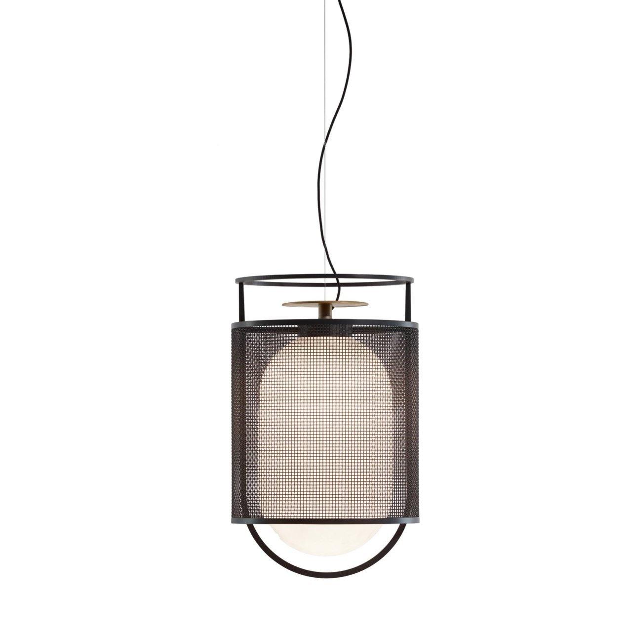 Solara Pendant Lamp Mesh Cylinder Brass Accent Industrial - Letslighting