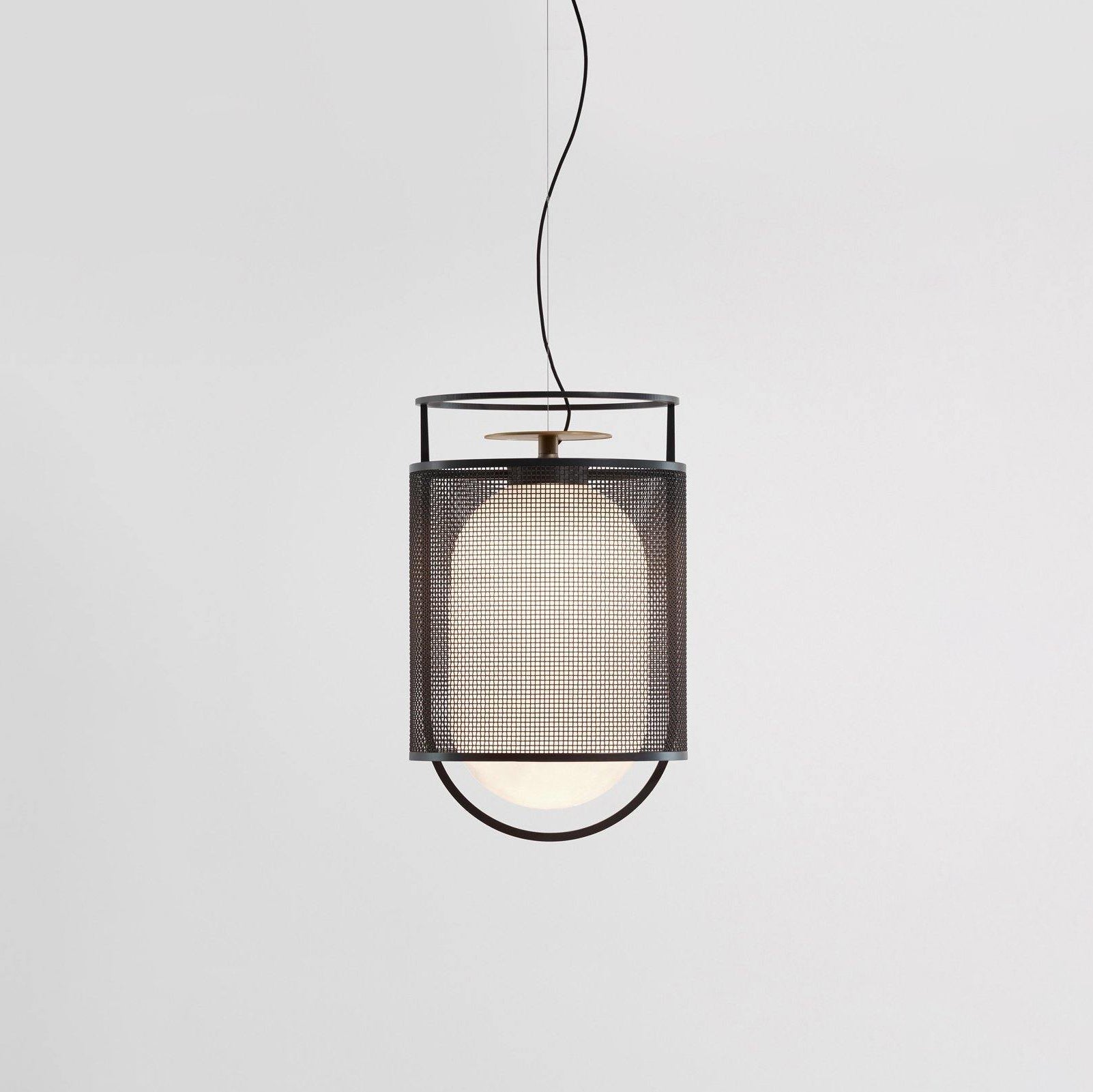 Solara Pendant Lamp Mesh Cylinder Brass Accent Industrial - Letslighting