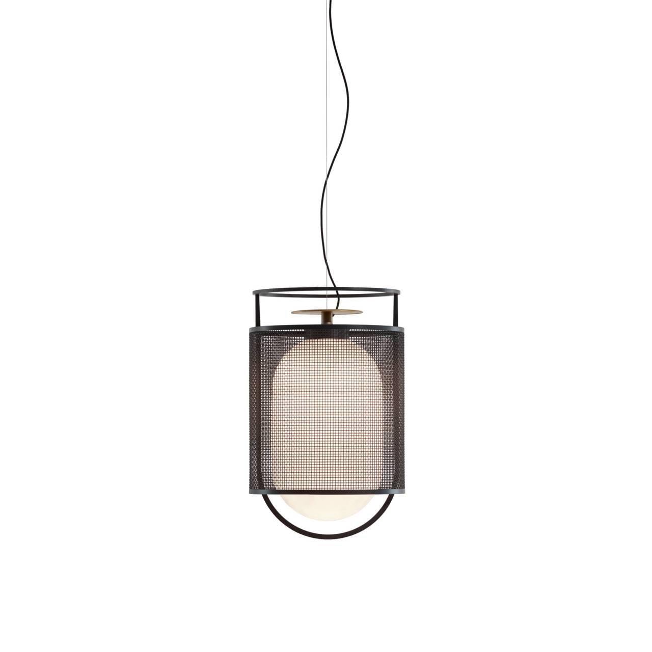 Solara Pendant Lamp Mesh Cylinder Brass Accent Industrial - Letslighting