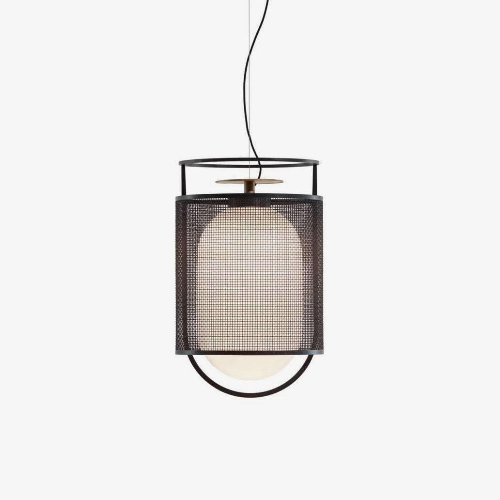 Solara Pendant Lamp Mesh Cylinder Brass Accent Industrial - Letslighting