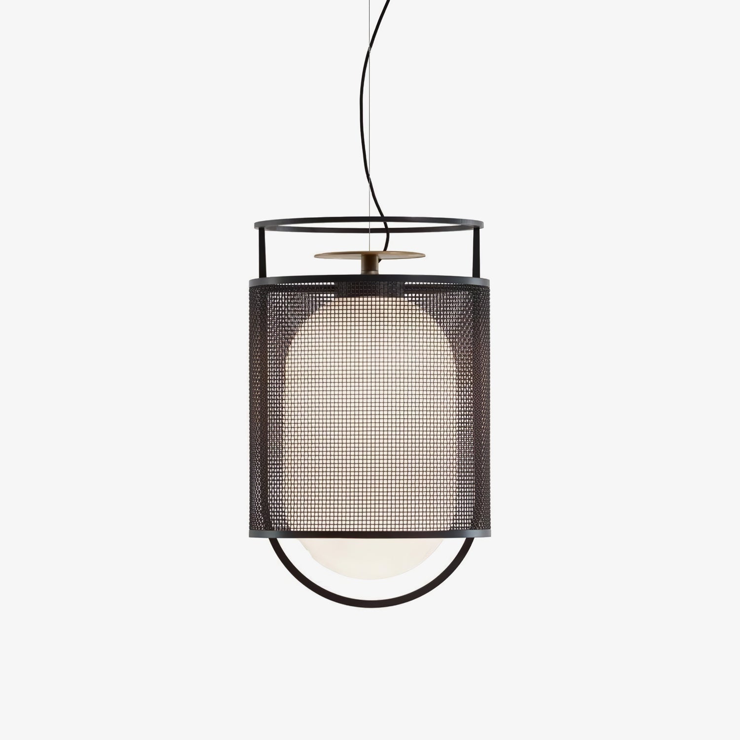 Solara Pendant Lamp Mesh Cylinder Brass Accent Industrial - Letslighting