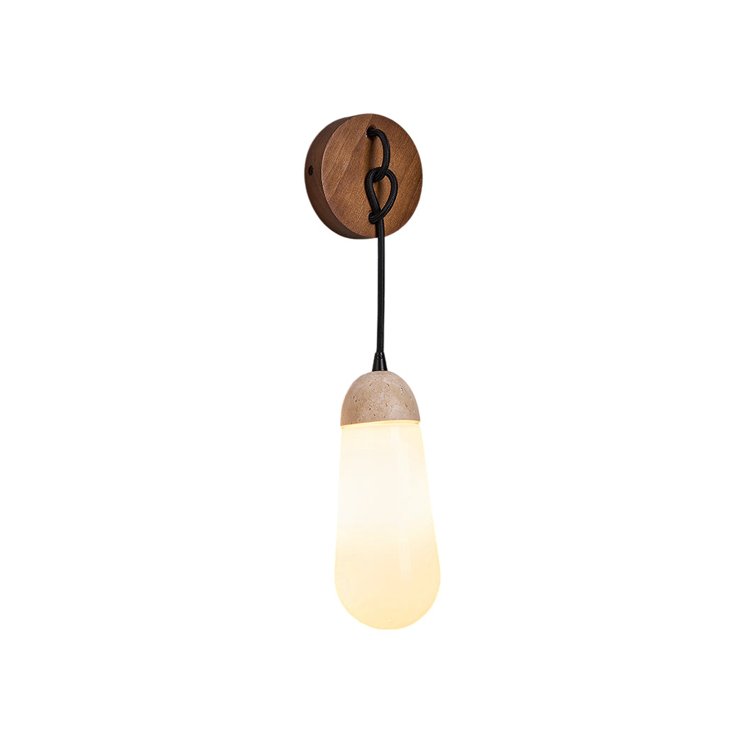 Radiant Modern Minimalist Wood Travertine Wall Lamp - Letslighting